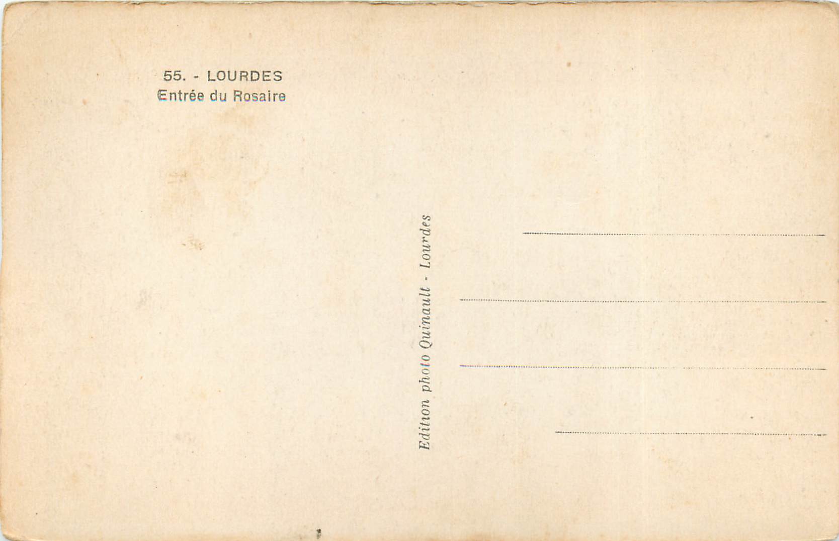 CPA Lourdes Entree du Rosaire  — Rückseite