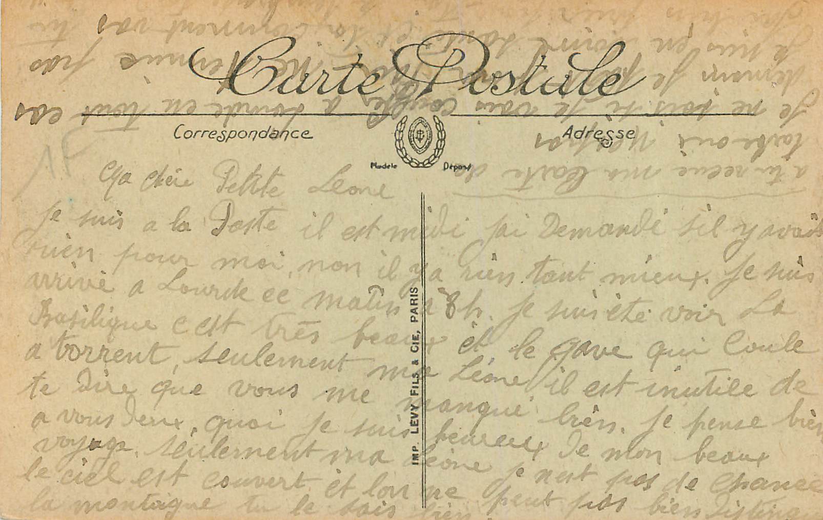 CPA Lourdes Le Grand et le Petit Jer La Basilique  — Verso