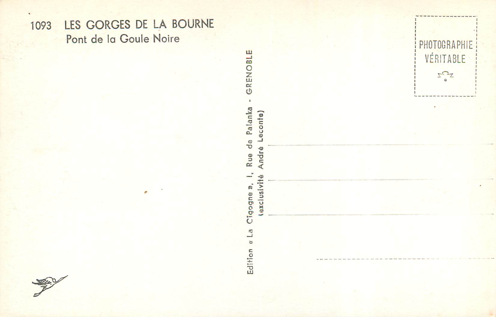 CPM Les Gorges de la Bourne Pont de la Goule Noire  — Rückseite