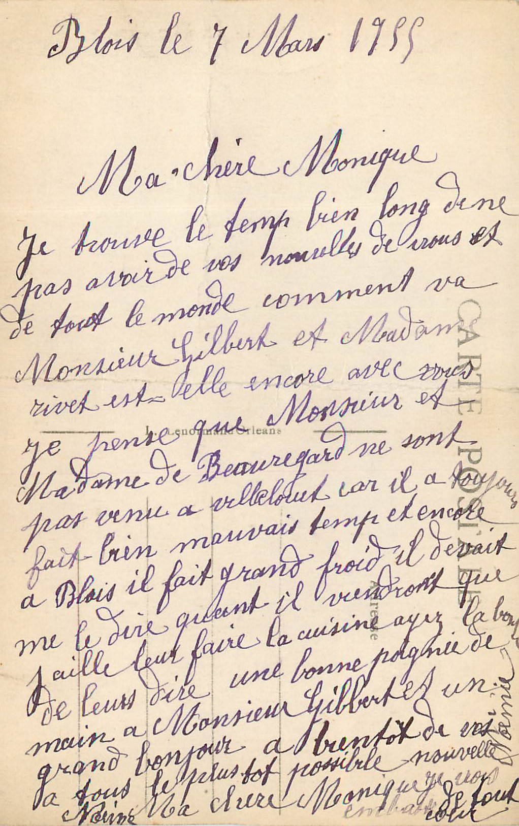 CPA Blois L et C Escalier et Statue deris Papin  — Verso