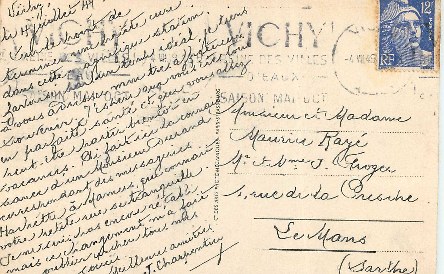 CPA Vichy Hotel Pavillon de Sevigne  — Verso