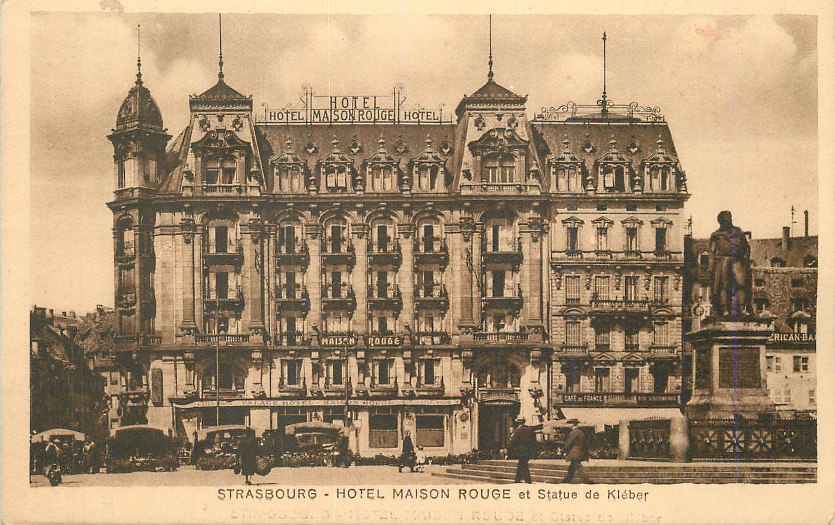 CPA Strasbourg Hotel Maison Rouge et Statue de Klaber 