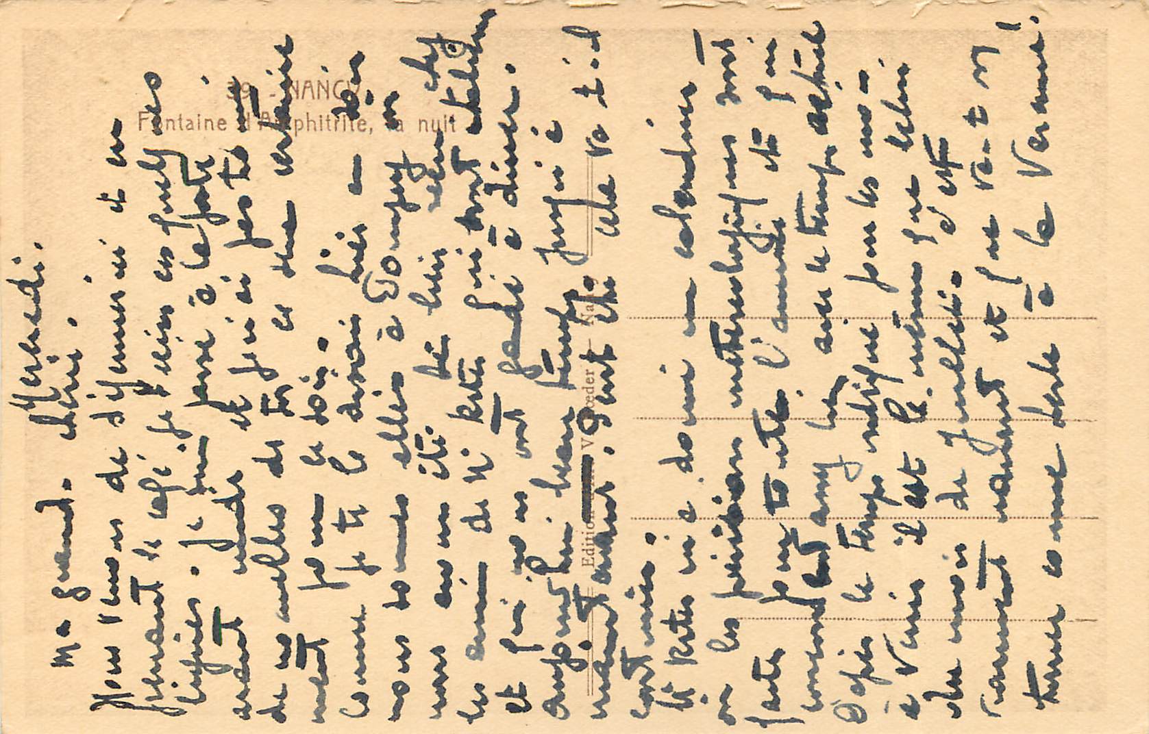 CPA Nancy Fontaine d Amphitrite la nuit  — Verso