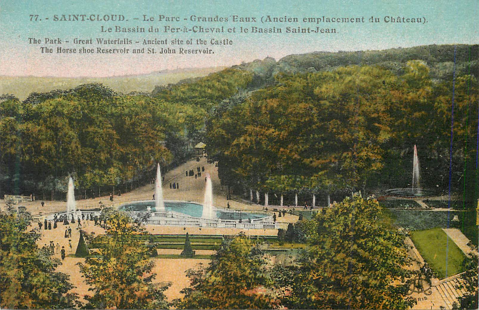 CPA Saint Cloud Le Parc Grandes Eaux Les Bassin du Fer a Cheval et le Bassin Saint Jean 
