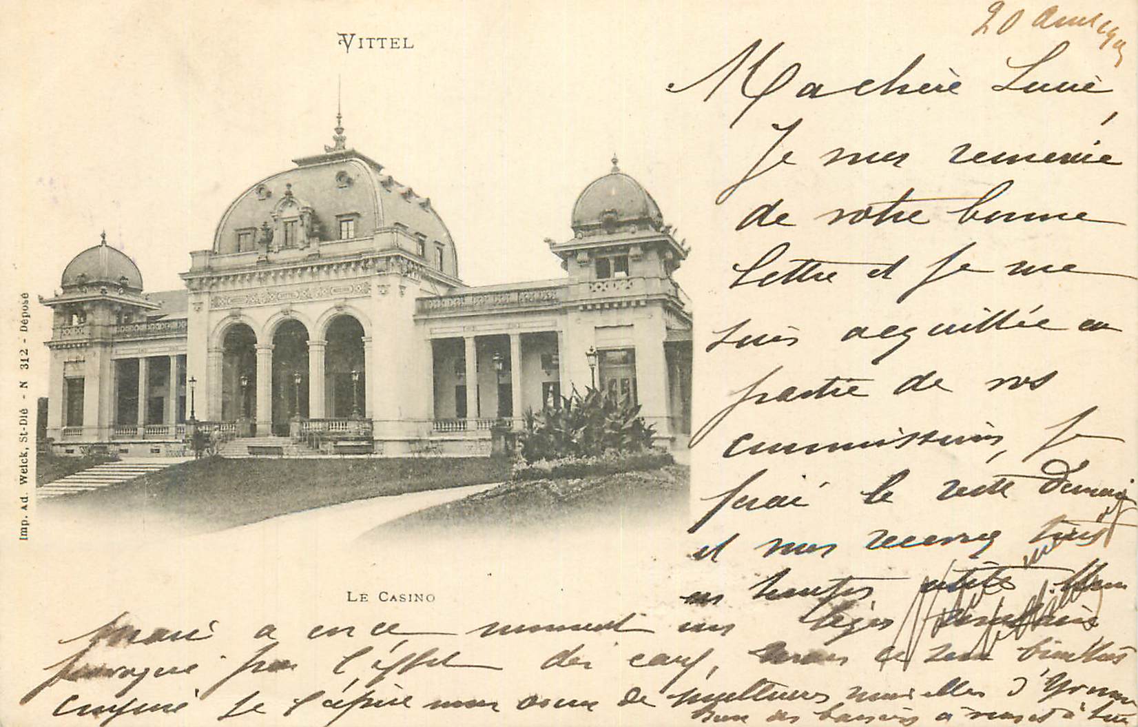 CPA Vittel Le Casino (carte &900° Cachet de l'etablissement