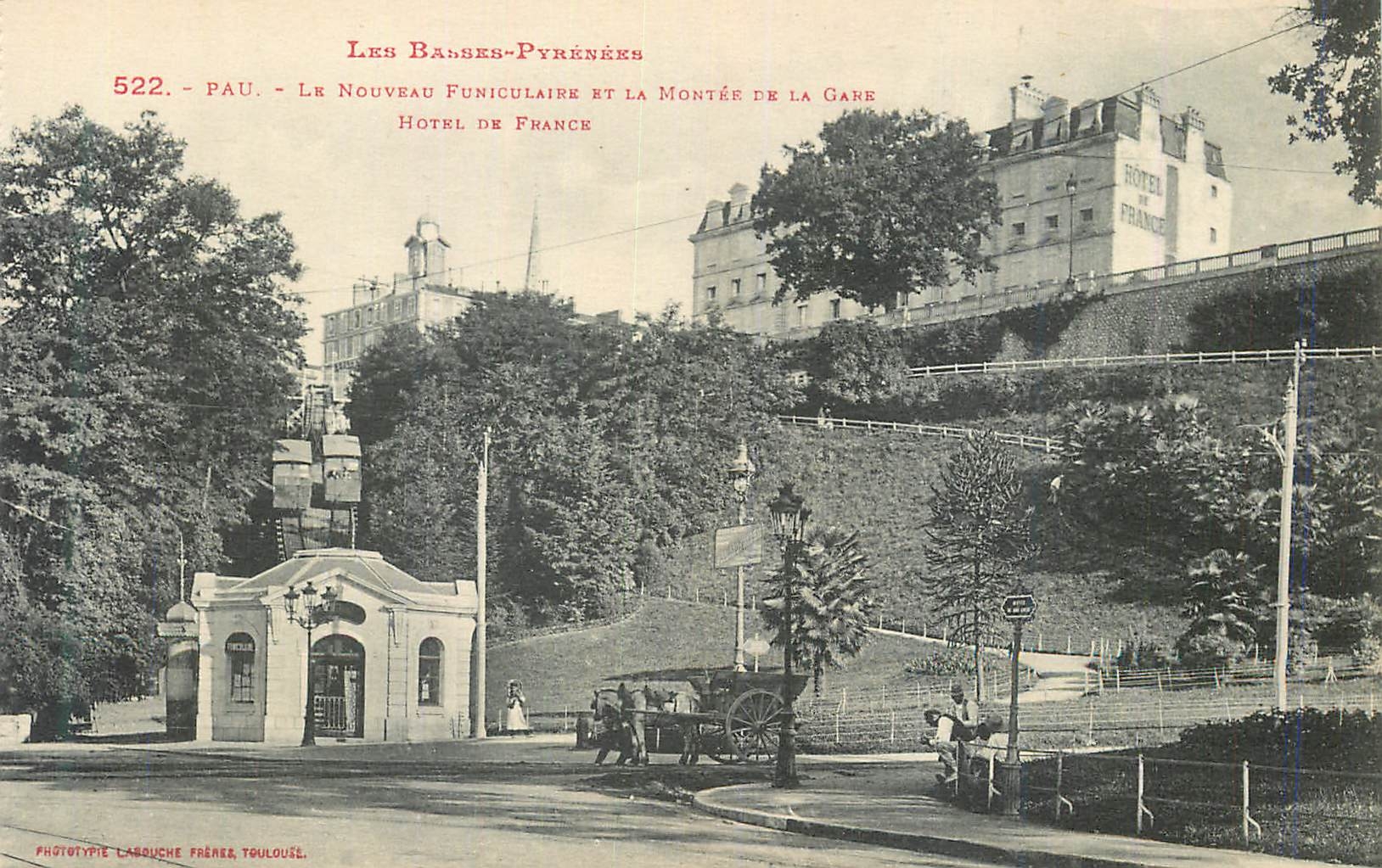 Les Bains-Pyrénées - Le Nouveau Funiculaire et la Montée de la Gare - Hôtel de France