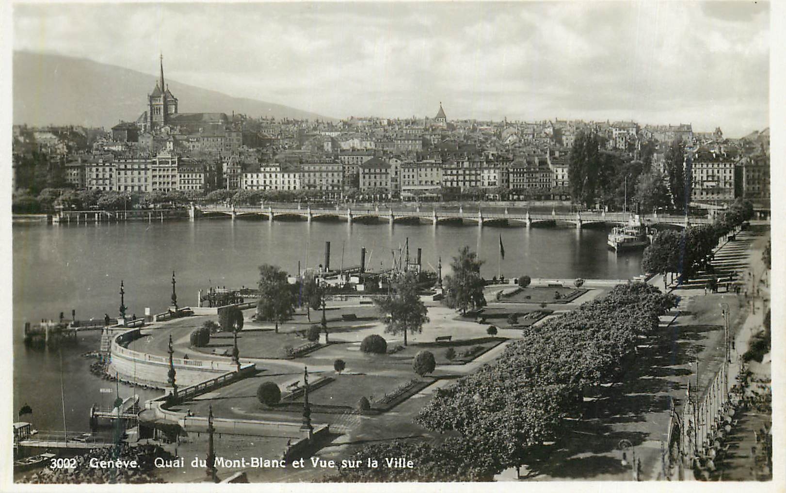 CPM Geneve Quai du Mont Blanc et vue sur la Ville 