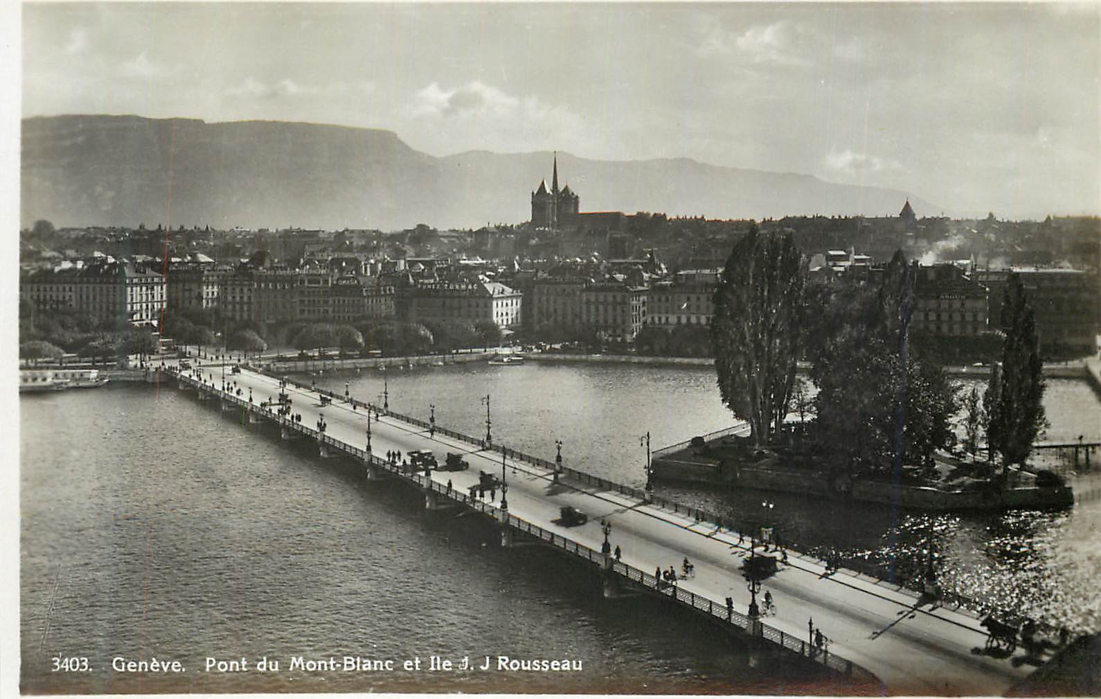 CPM Geneve Pont du Mont Blanc et Ile JJ Rousseau 