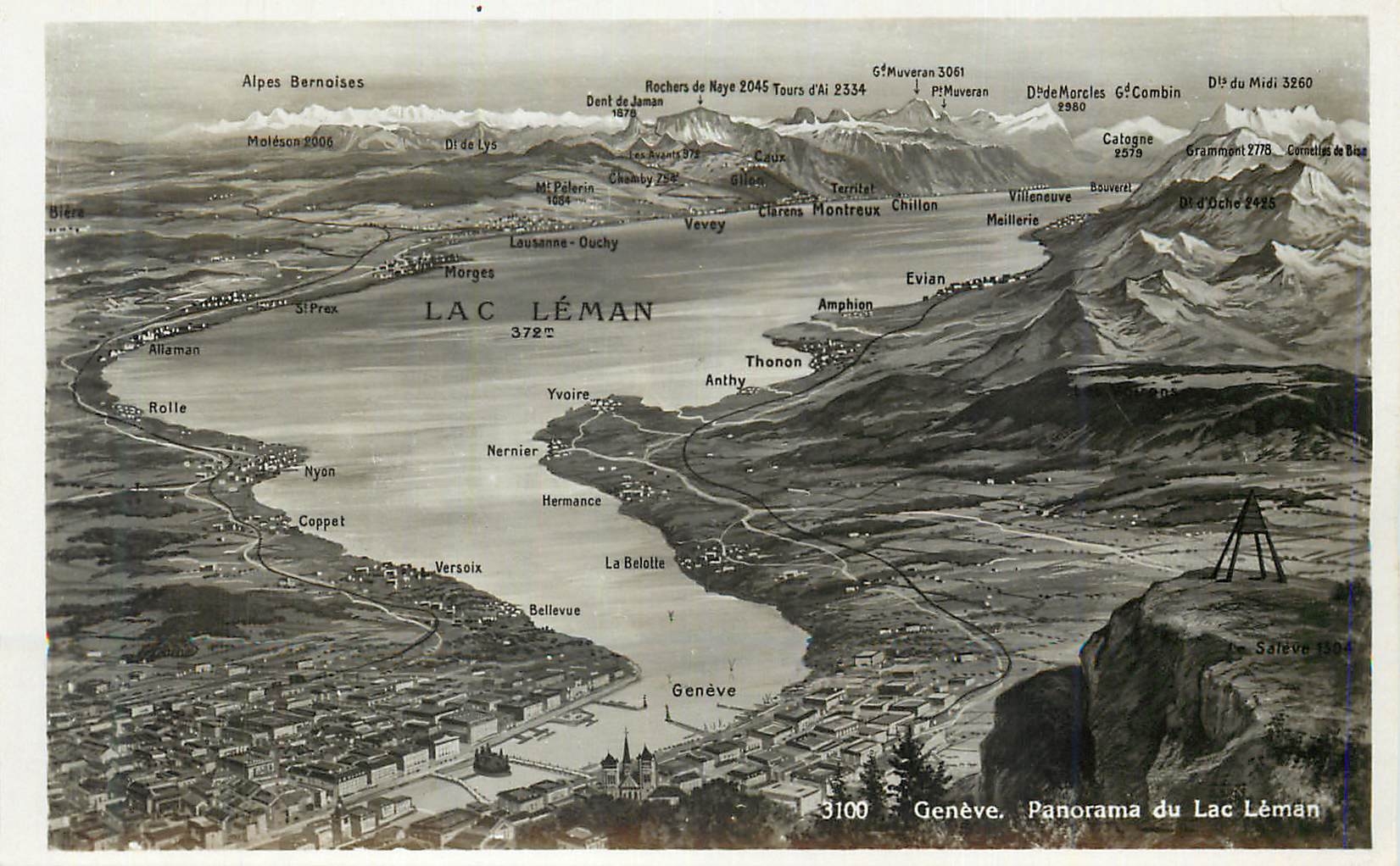 CPM Geneve Panorama du Lac Leman 
