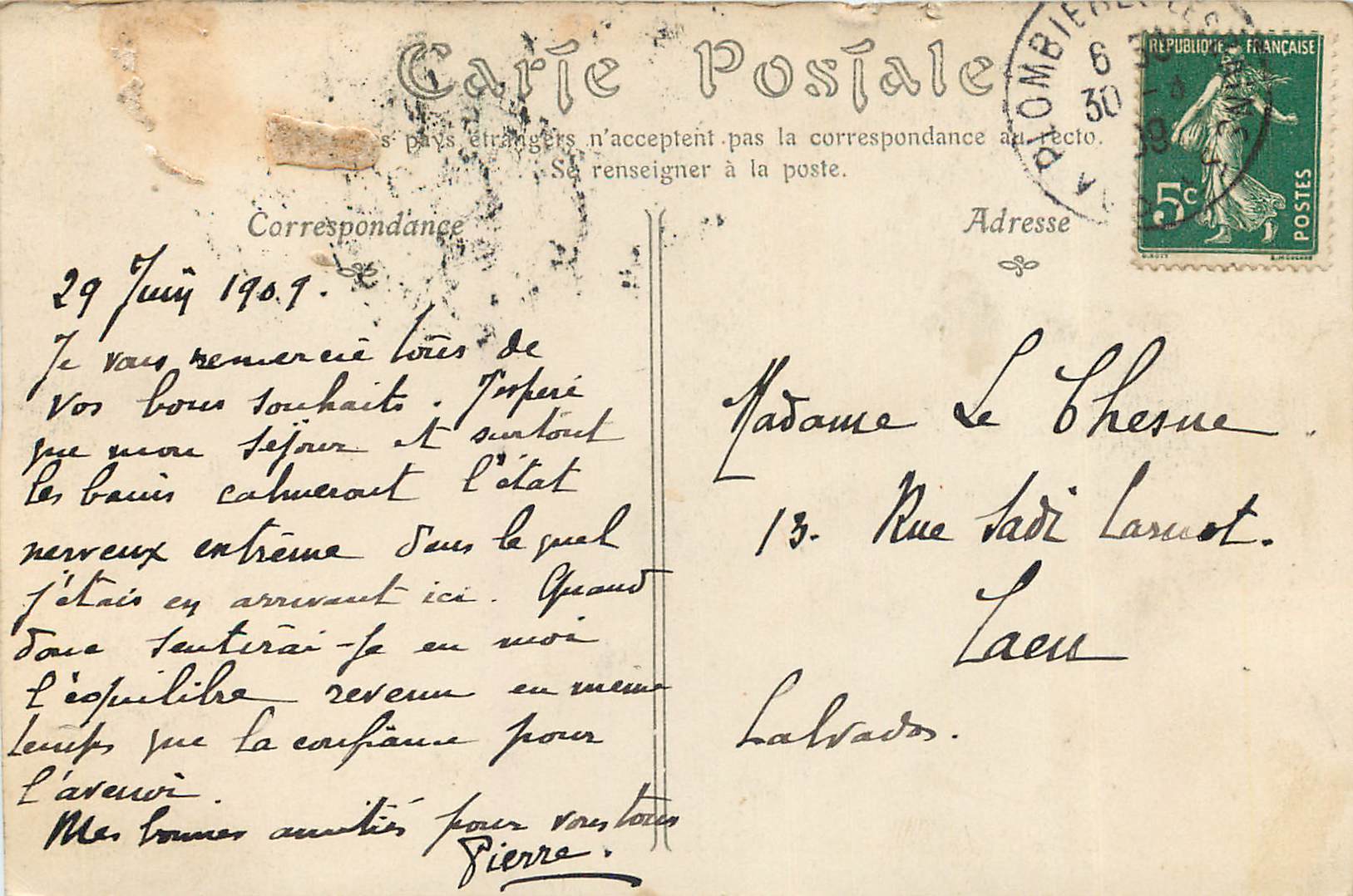 CPA Plombieres les Bains La Fontaine Stanislas  — Back