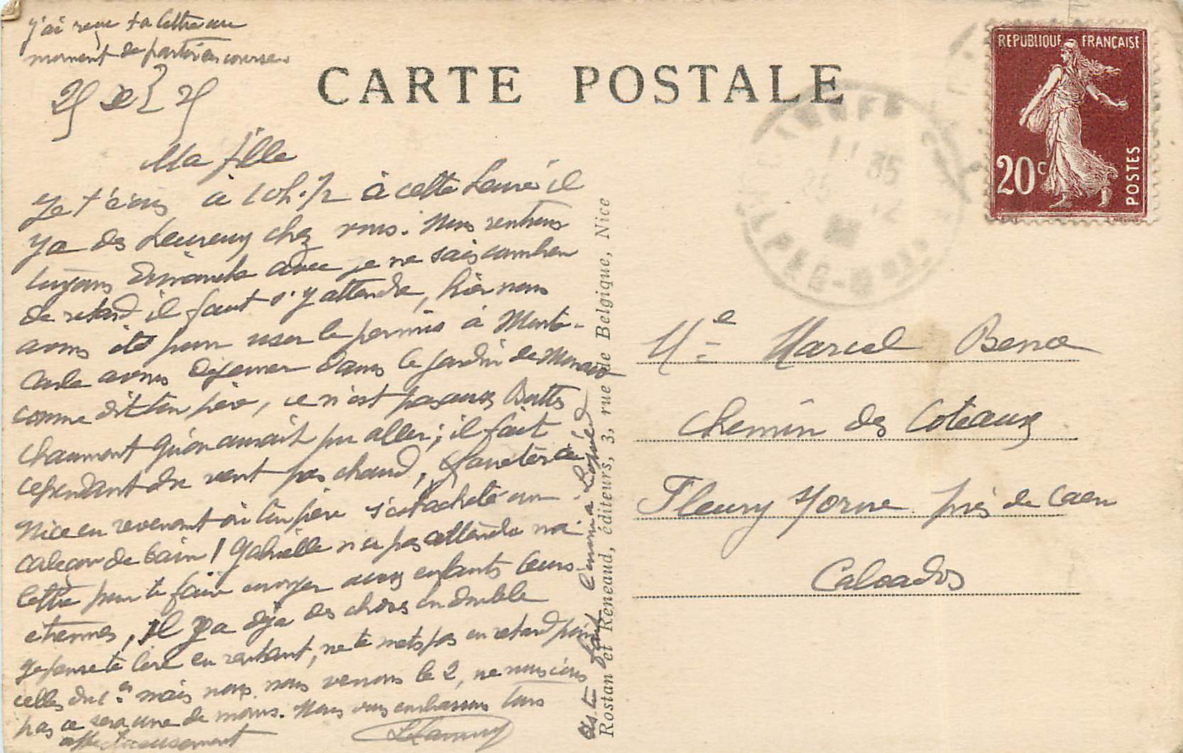 CPA Cannes Le Port et le Mont Chevalier Bateaux — Rückseite