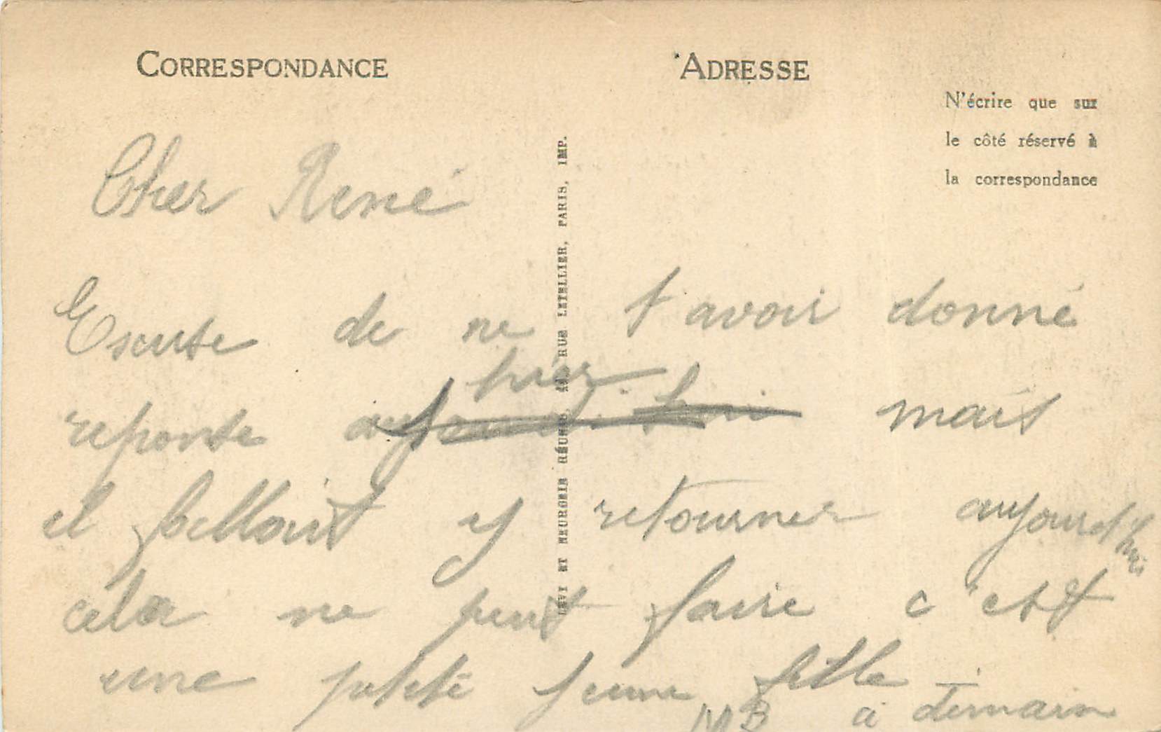CPA Lyon La Prefecture  — Verso