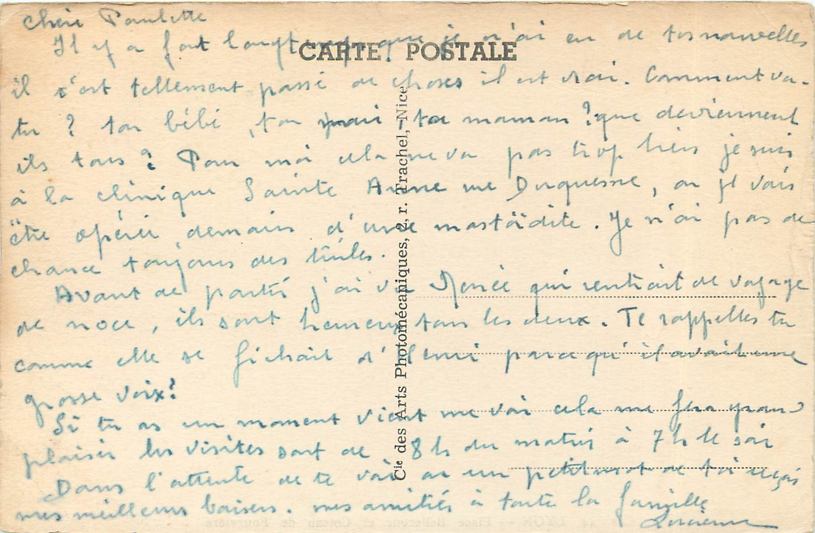 CPA Lyon Place Bellecour et Coteau de Fourviere  — Verso
