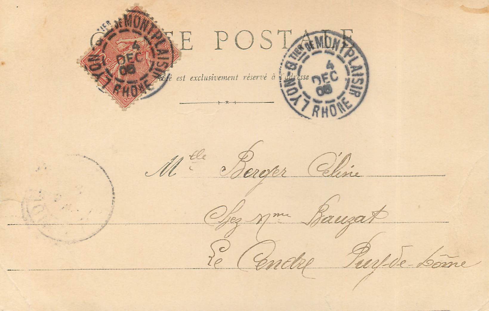 CPA Lyon Pont Morand (carte 1900) — Rückseite