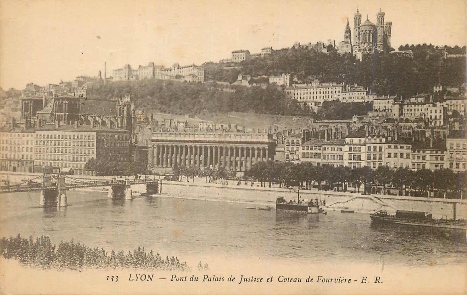CPA Lyon Pont du Palais de Justice et Coteau de Fourviere 