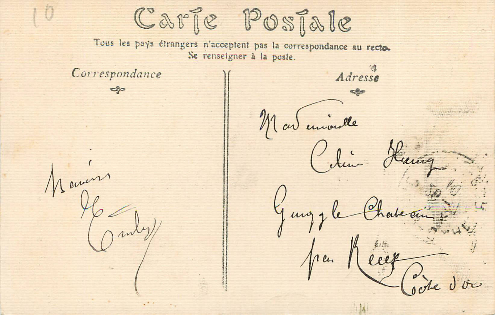 CPA Dijon Le Palais de Justice (carte toilee) — Rückseite