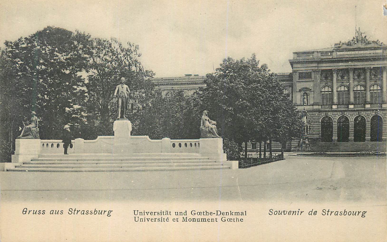 CPA Souvenir de Strasbourg Universite et Monument Goethe 
