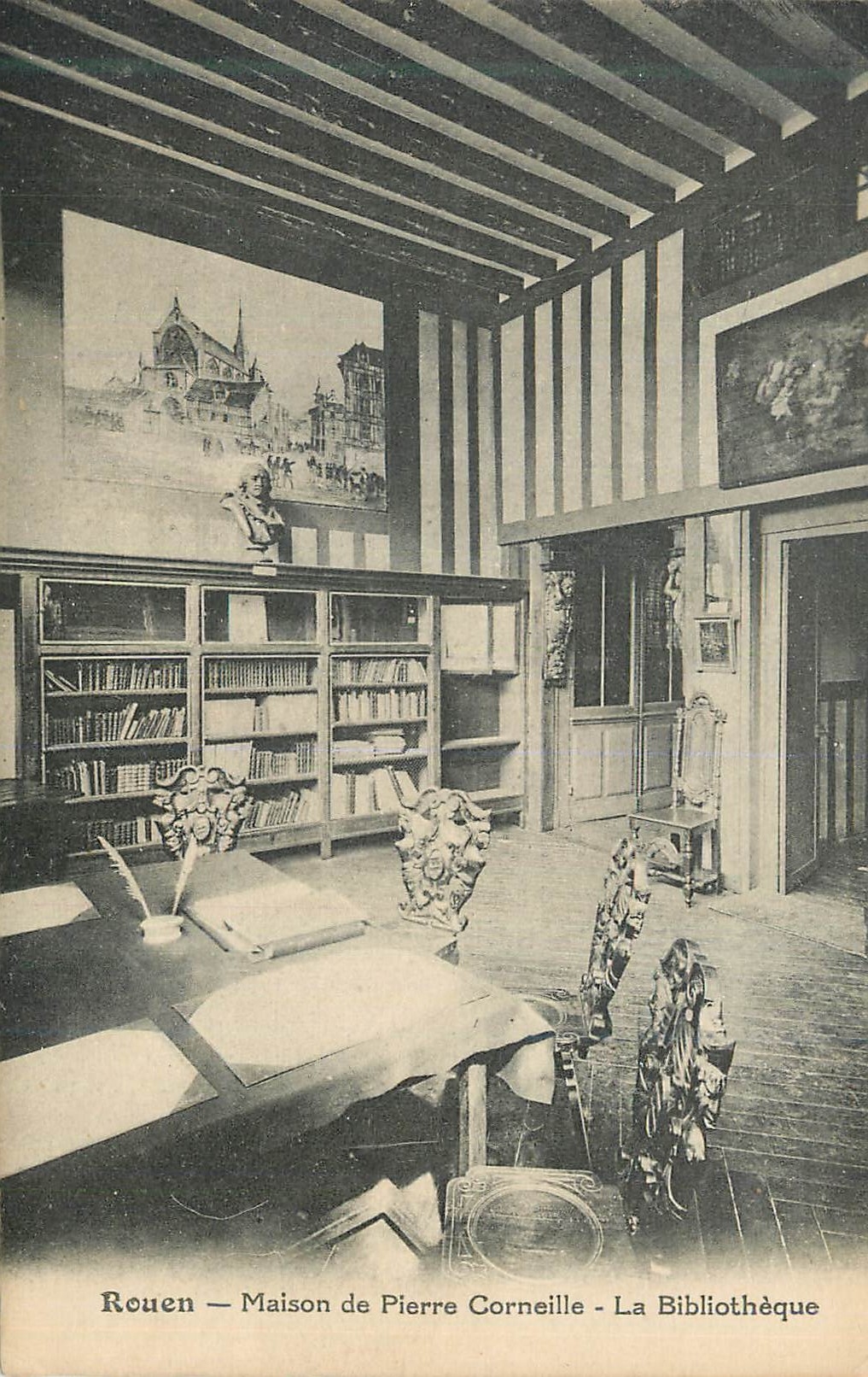 CPA Rouen Maison de Pierre Corneille La Bibliotheque 