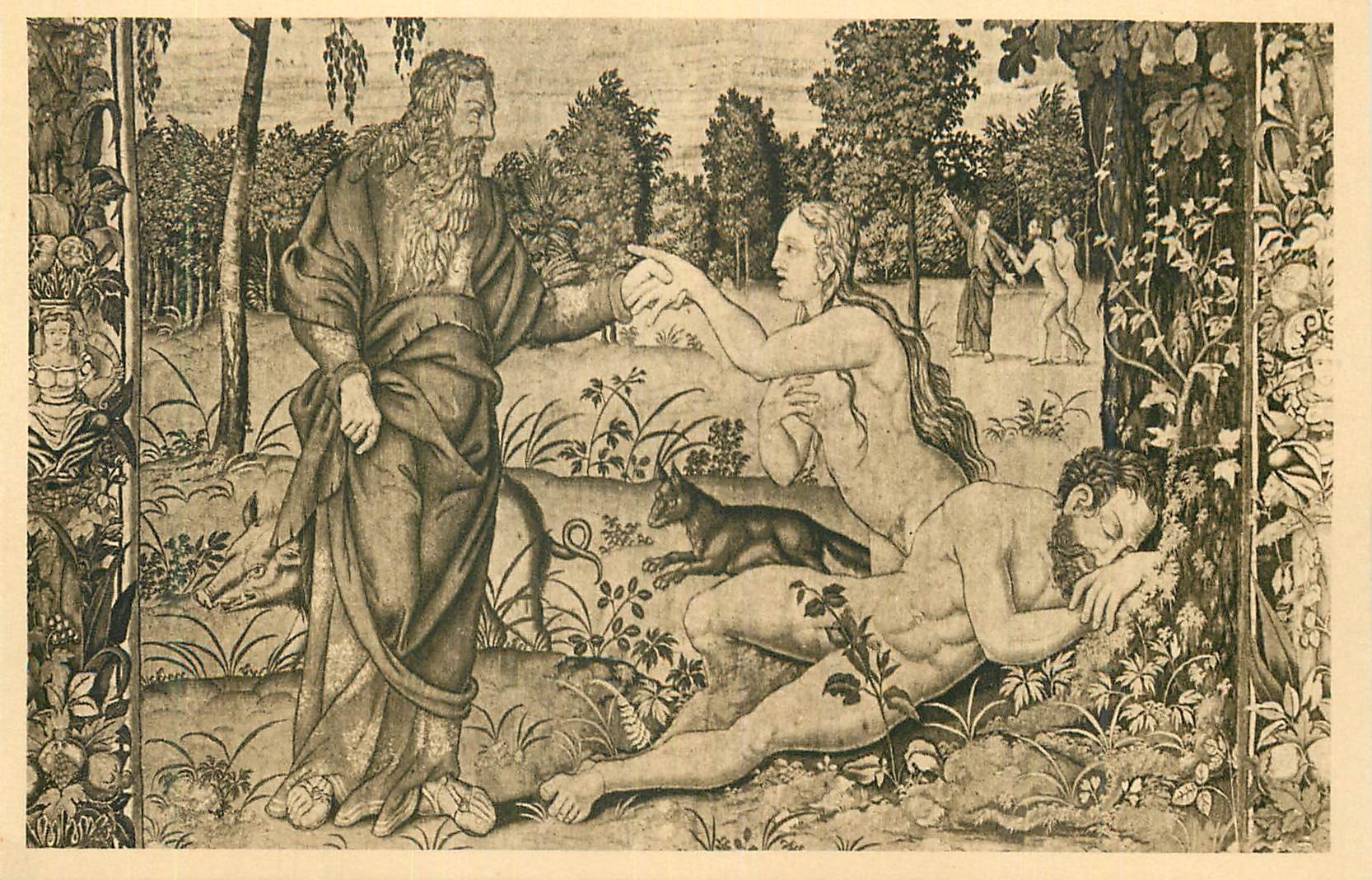 CPA Chateau de Langeais Tapisserie du XVI Creation de la femme 