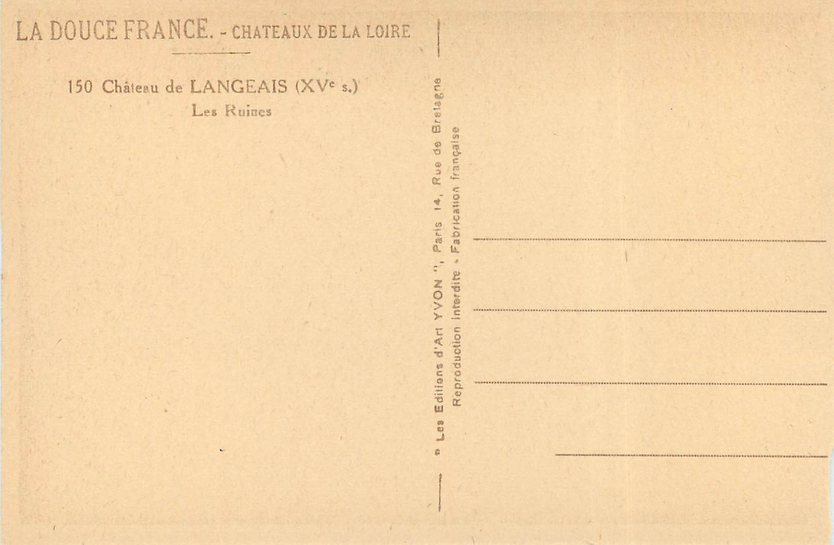 Château de Langeais — Die Ruinen — Éditions d'Art YVON — Rückseite