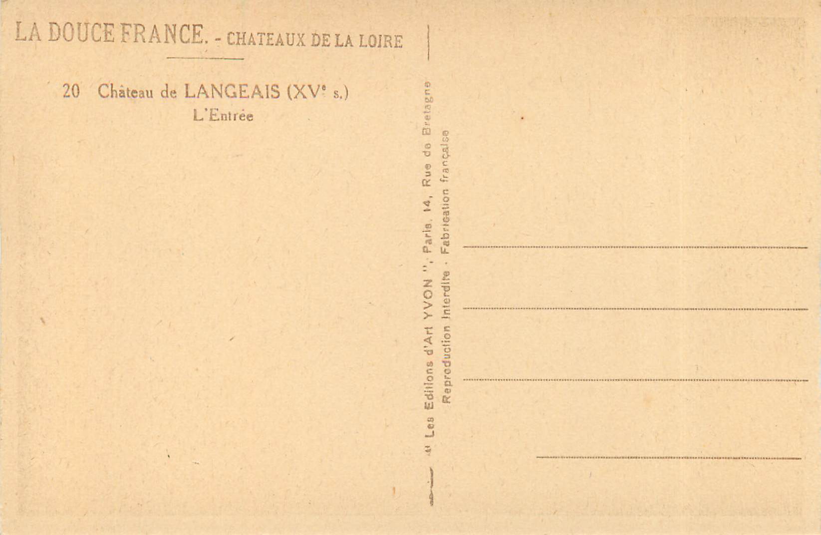 CPA Chateau de Langeais L Entree  — Verso