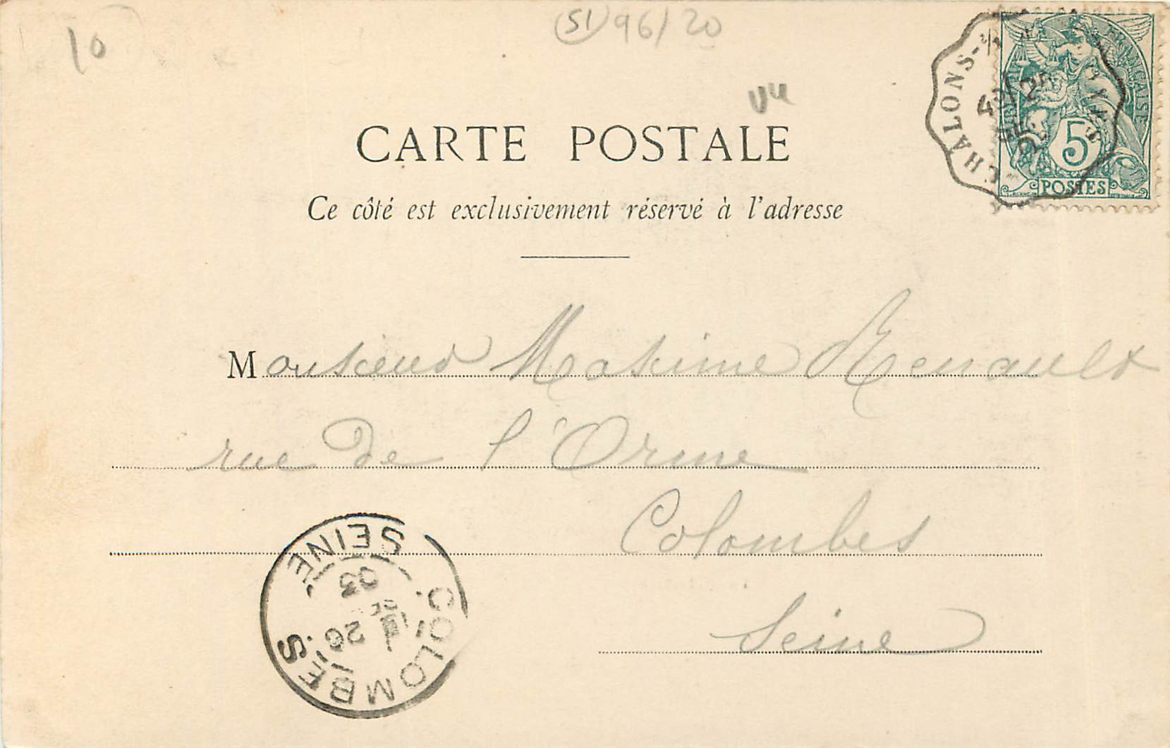 Châlons-sur-Marne — La Préfecture — G. Durand, fotografo-editore, Châlons — Verso