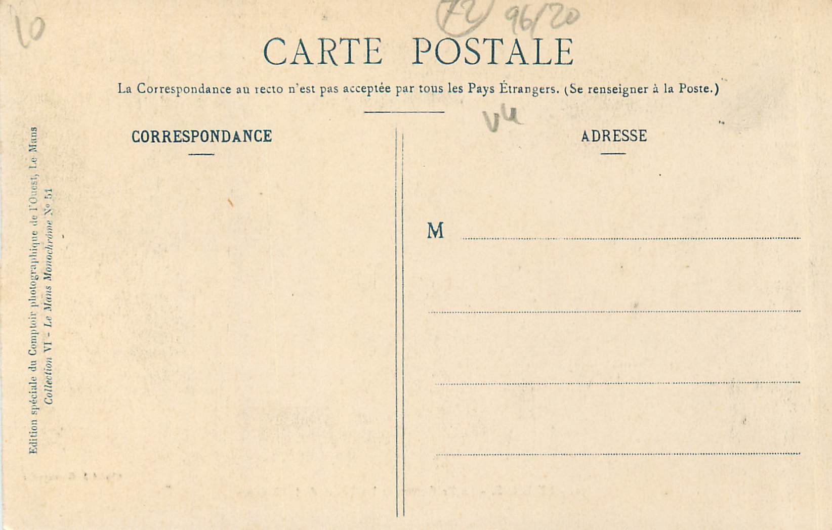 CPA Le Mans La Prefecture et les Tours de la Couture  — Rückseite