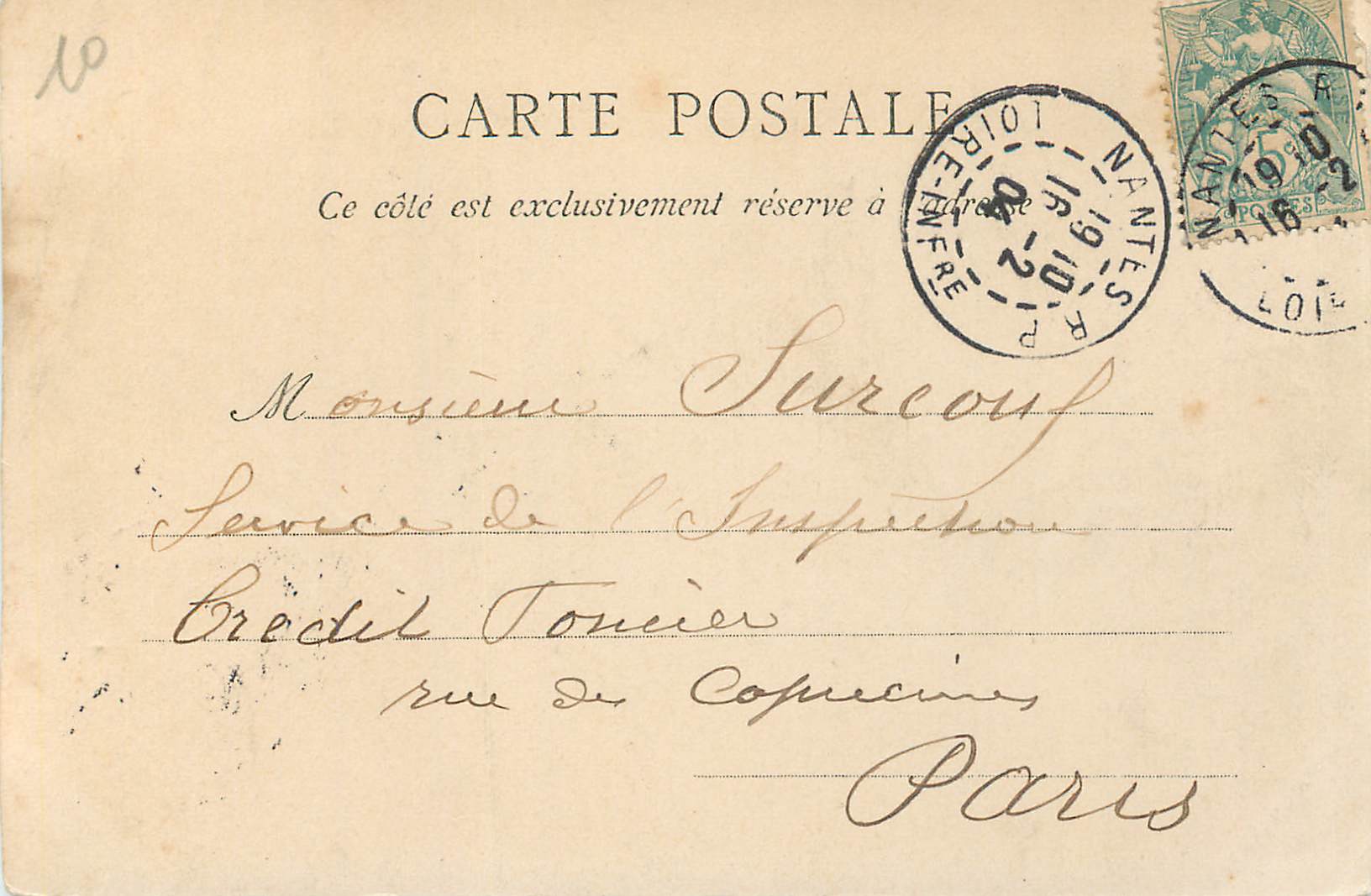 CPA Nantes La Prefecture ancien Palais de la Cour des Comptes  — Verso