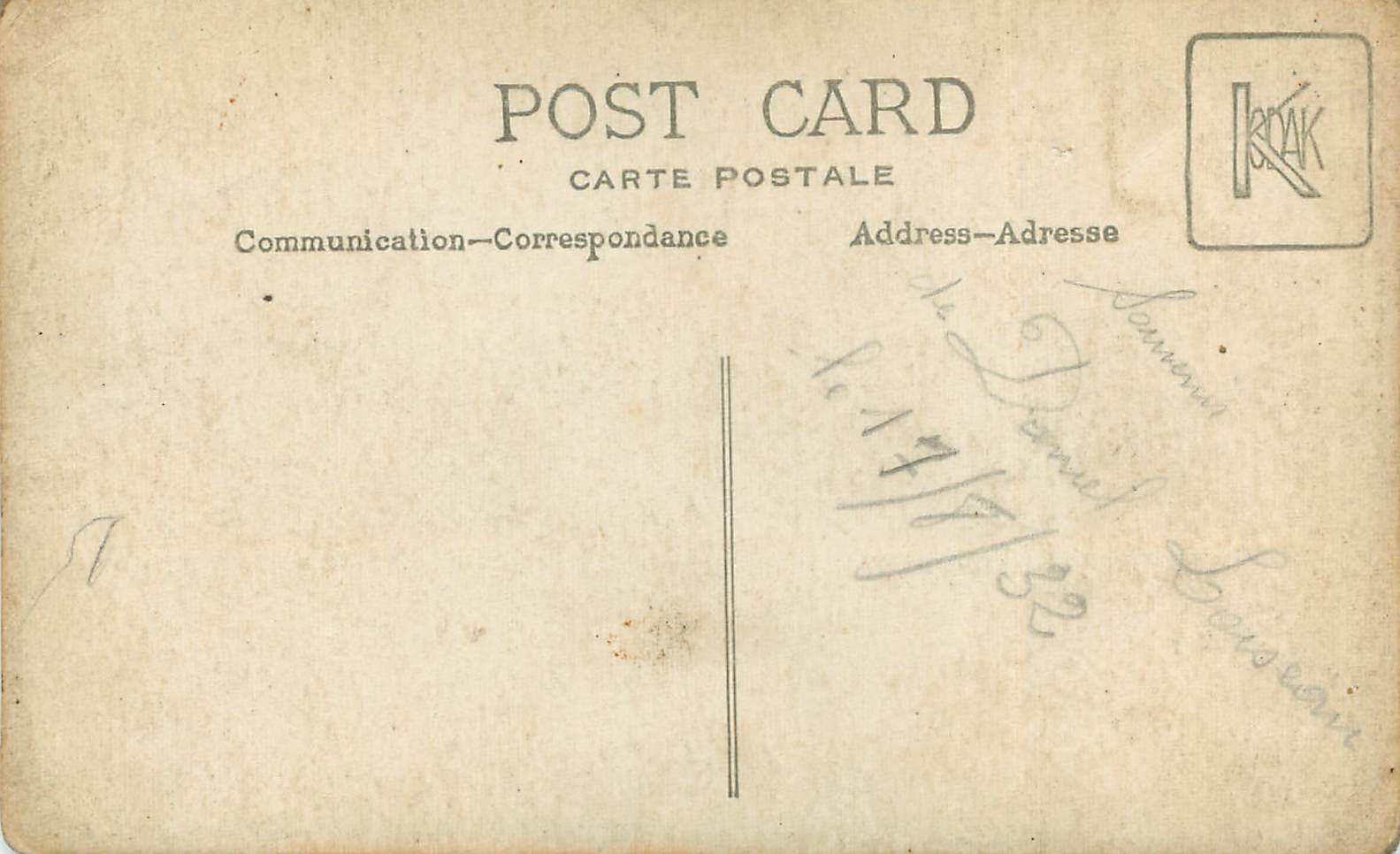 CARTE PHOTO Homme Marin Daniel Loiseau 1932 — Rückseite