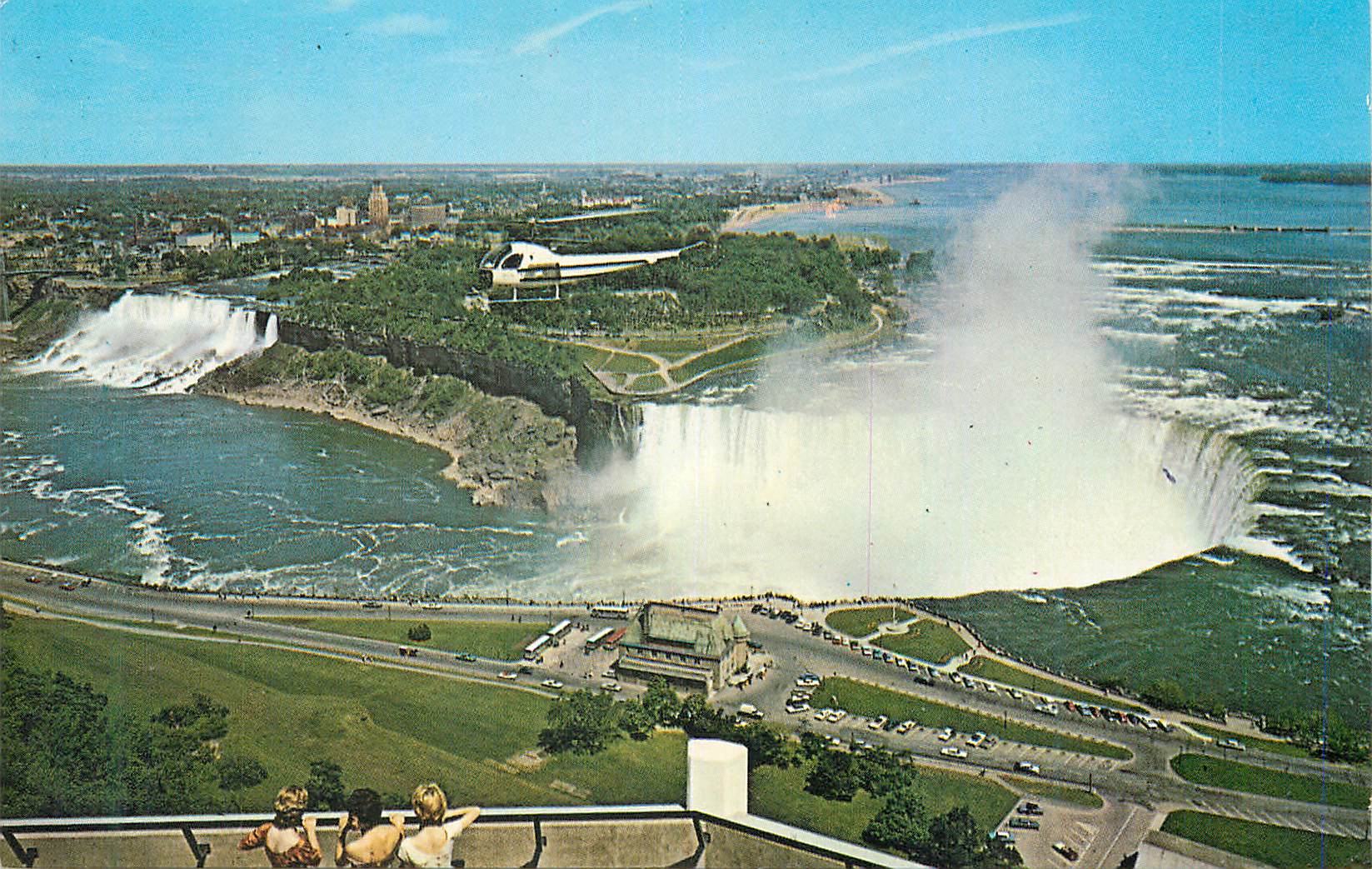 CPM A panoramic view of the Canadian Horshe Falls and the American Falls Helicoptere