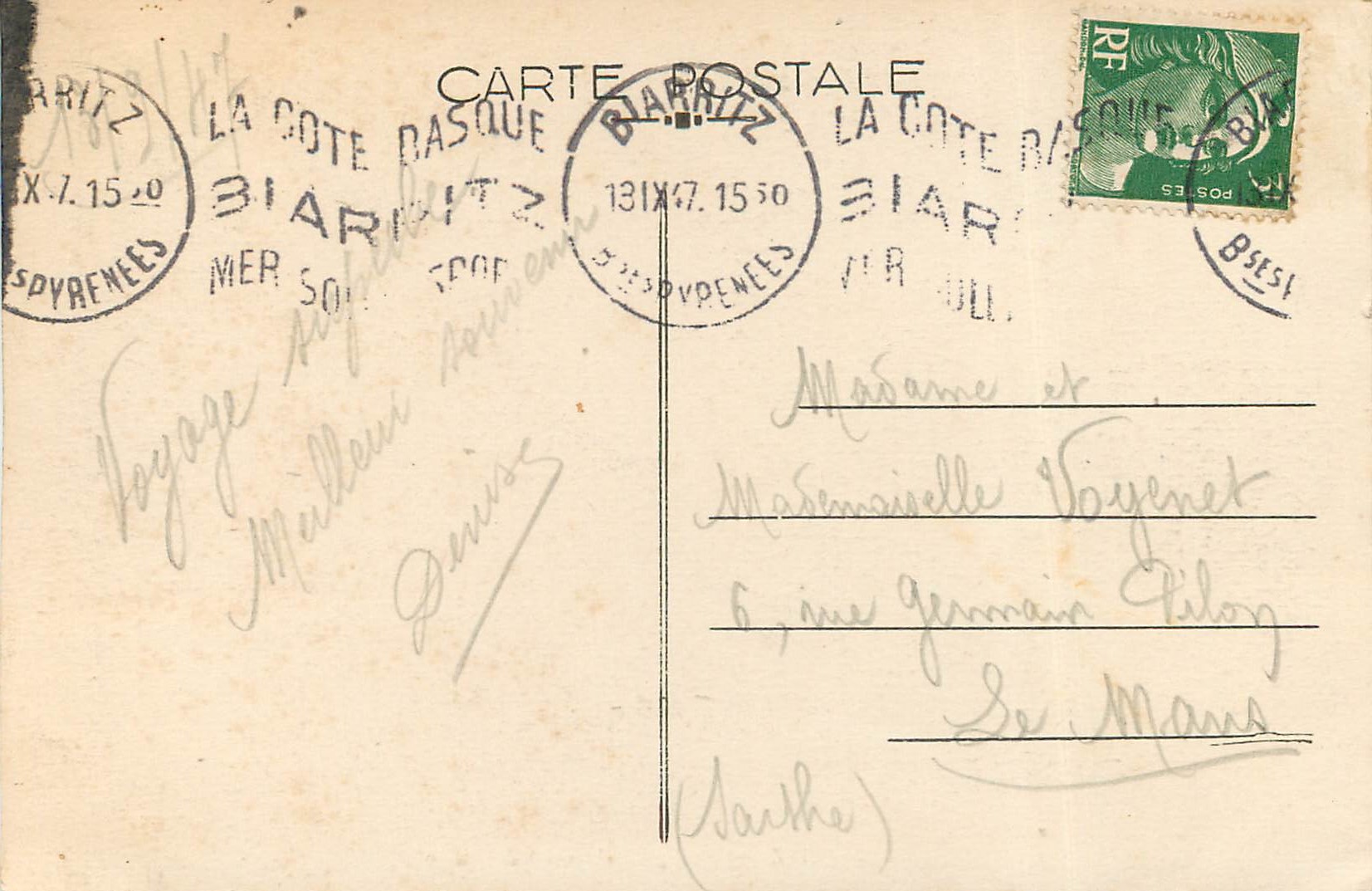CPA Biarritz Vue generale prise du Phare  — Verso