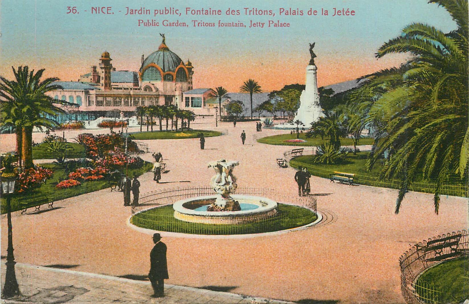 CPA Nice Jardin public Fontaine des Tritons Palais de la Jetee 