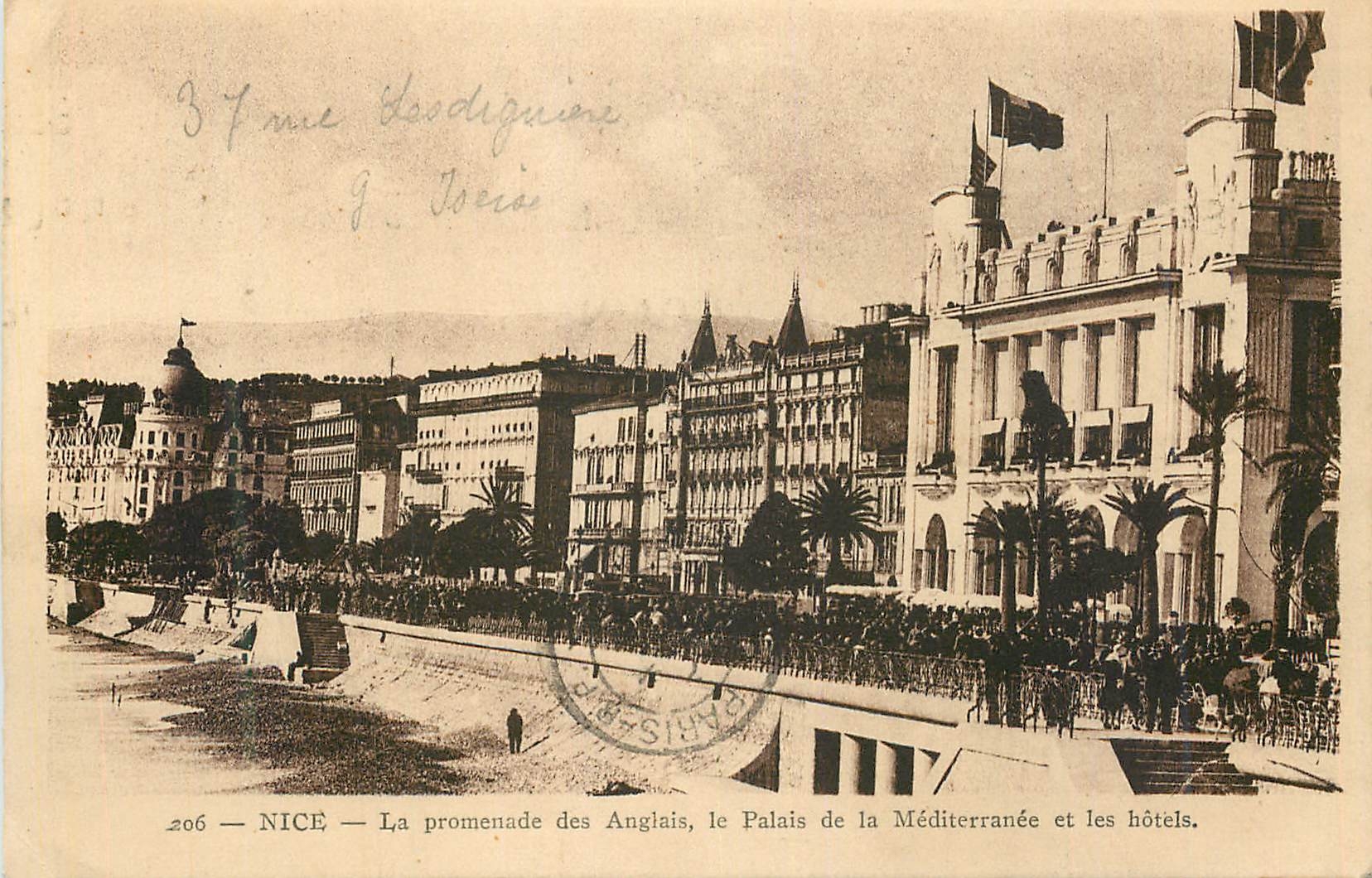 CPA Nice La Promenade des Anglais Le Palai de la  Mediterranee et les hotels 