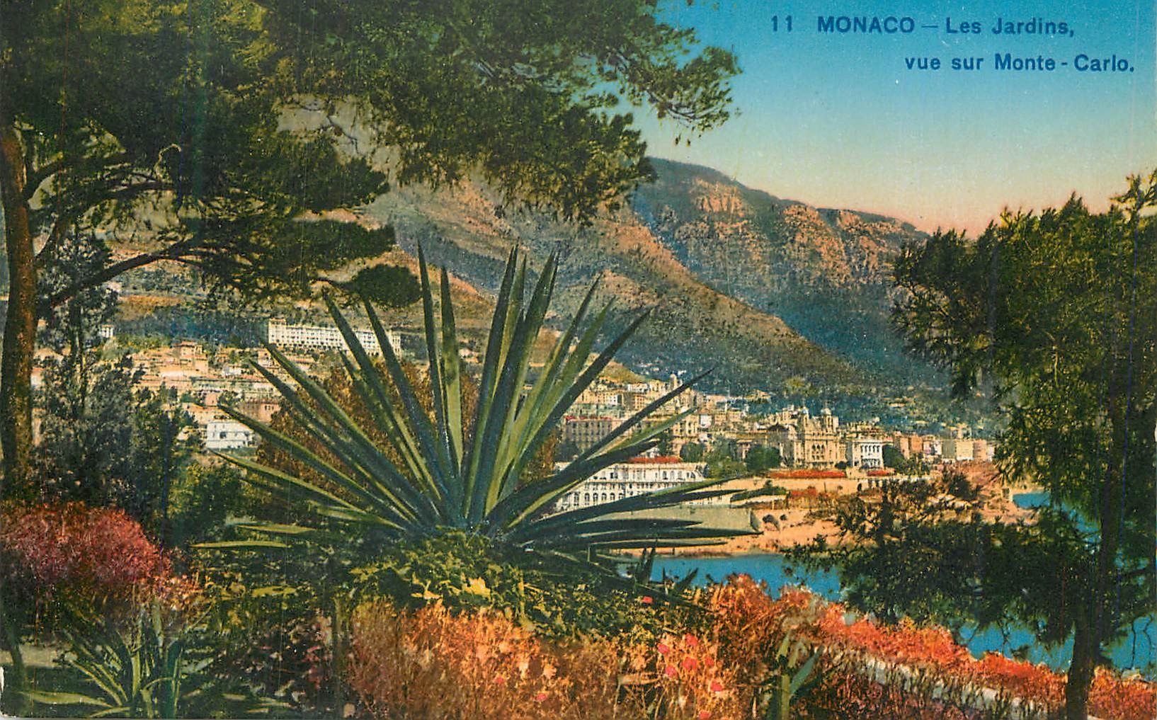 CPA Monaco Les Jardins vue sur Monte Carlo 