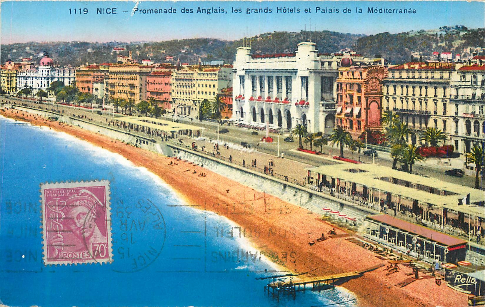 CPA Nice Promenade des Anglais les grands Hotels et Palais de la Mediterranee 