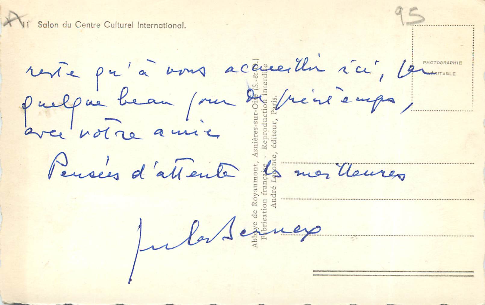 CPM Salon du Centre Culturel International Asnieres sur Oise — Back
