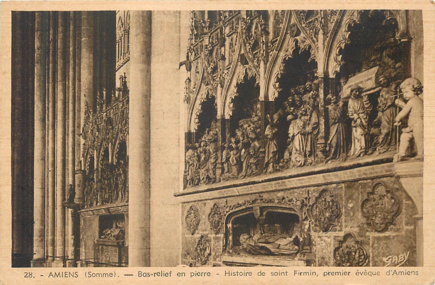Amiens (Somme) — Steinfries — Geschichte des heiligen Firmin, des ersten Bischofs von Amiens — Gaby Nr. 28