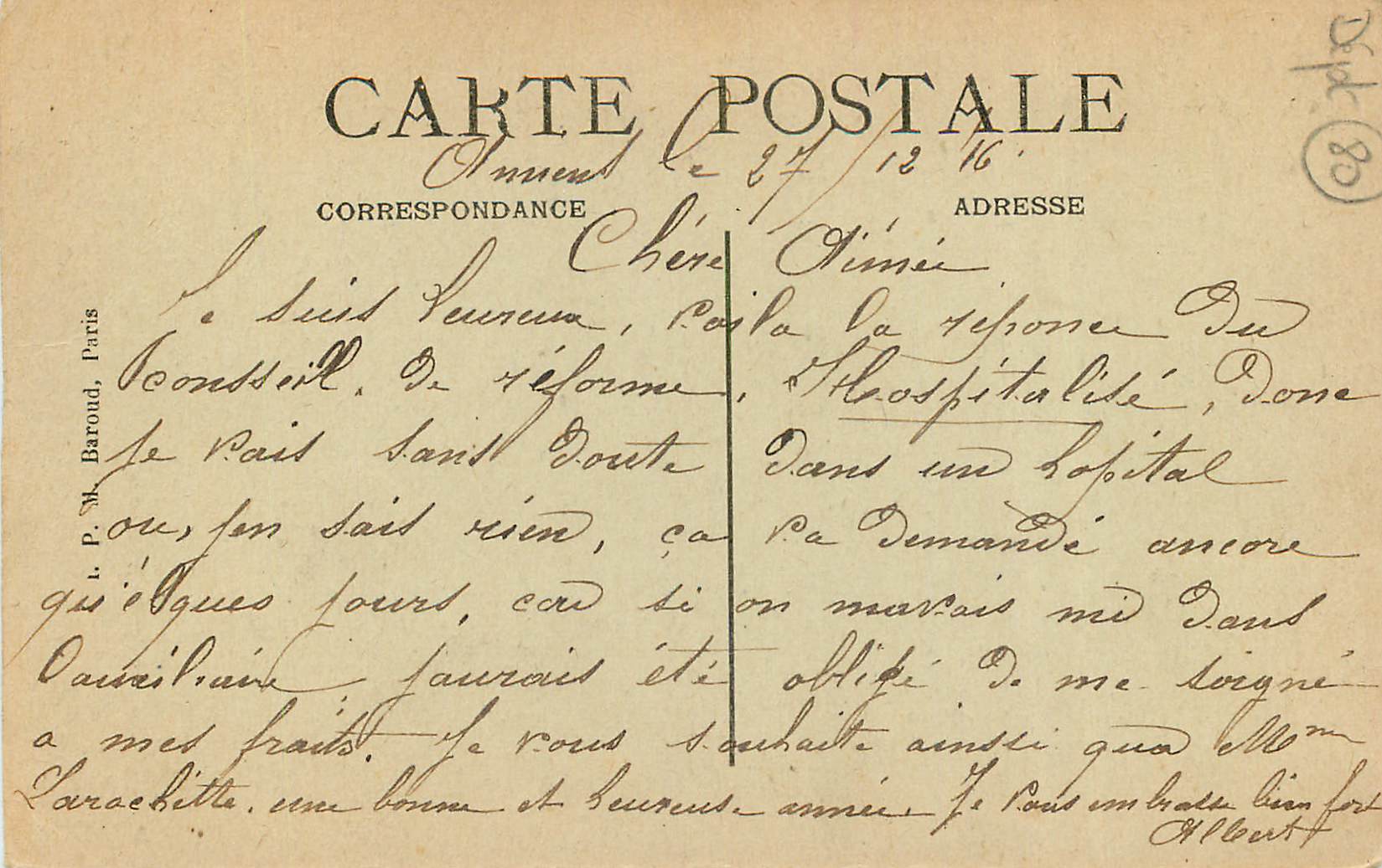 Amiens — La Cathédrale — L'Ange Pleureur — Chef d'œuvre de Blasset 1628 — édit. Duprés, rue des Trois-Cailloux — Back