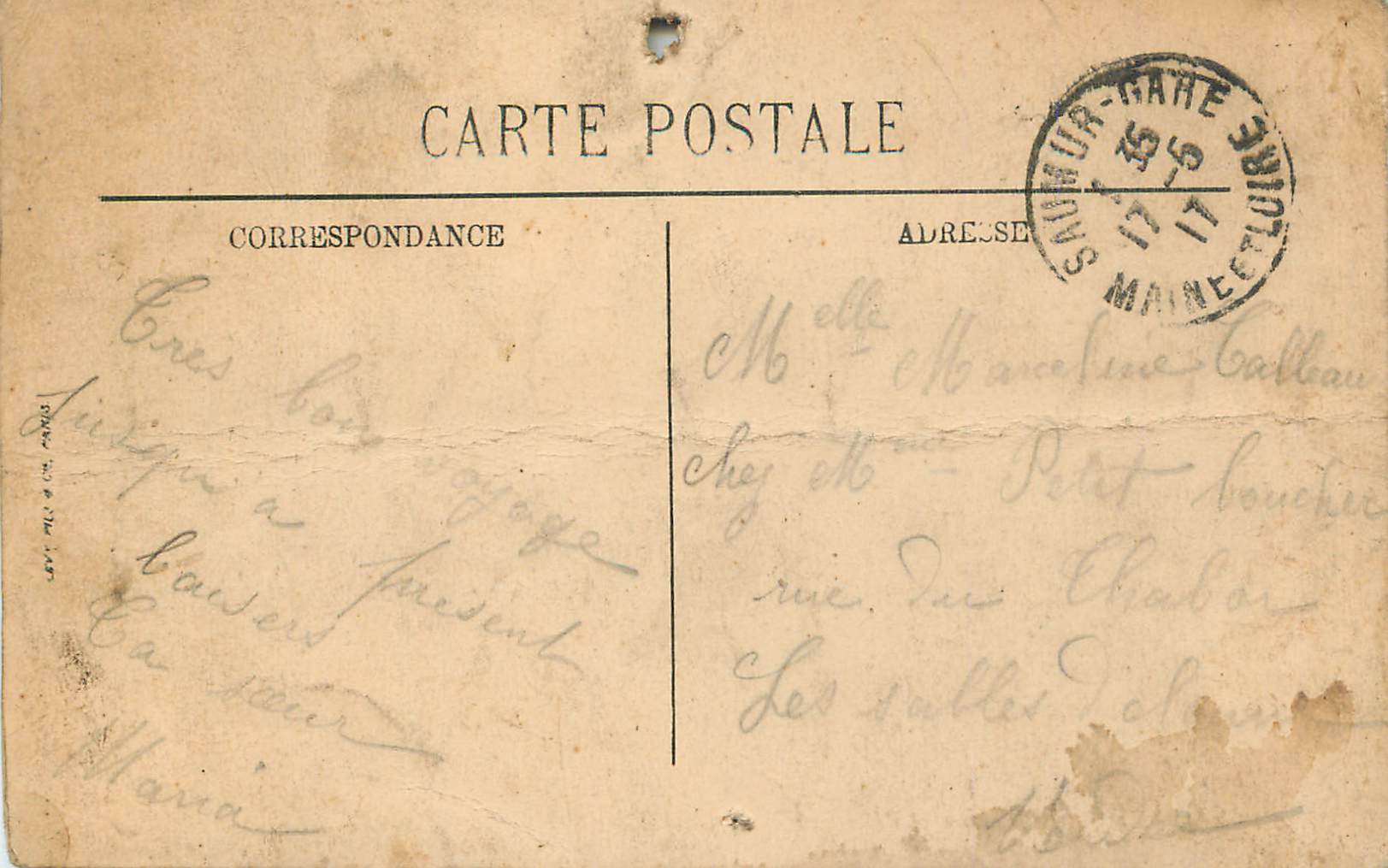 Saumur — Le Théâtre et l'Hôtel de Ville — Vue prise de la Rive droite — LL. — Verso