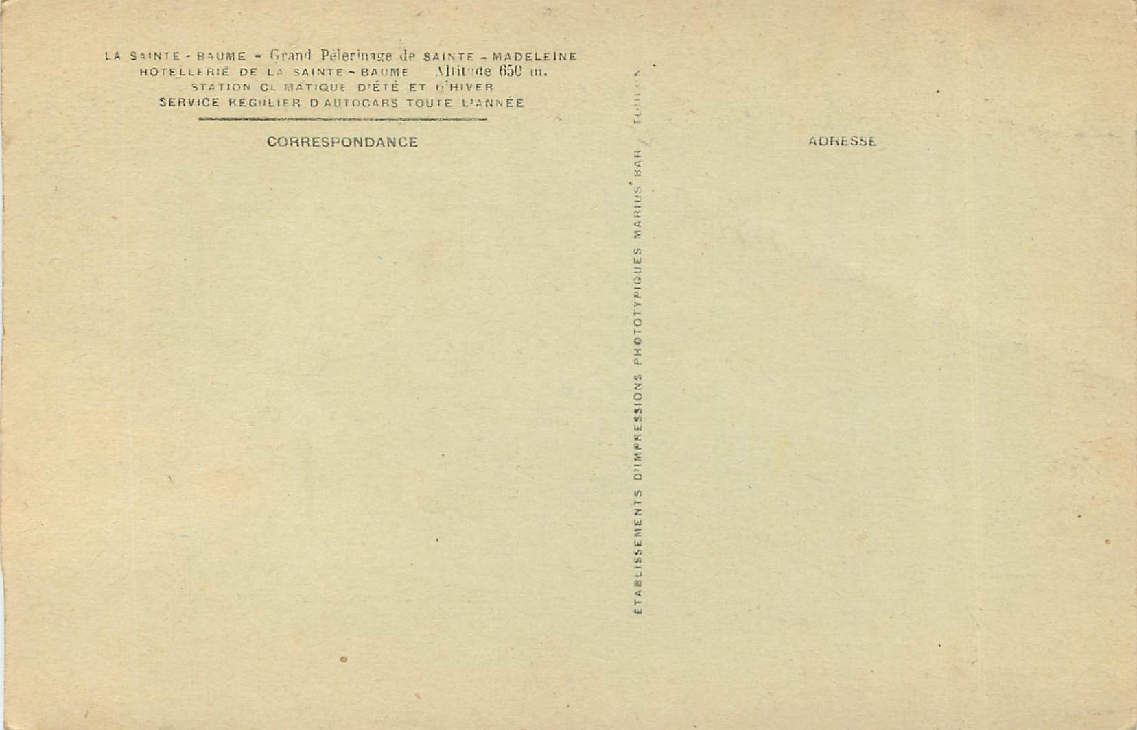 CPA La Sainte Baume Interieur de la Grotte  — Verso