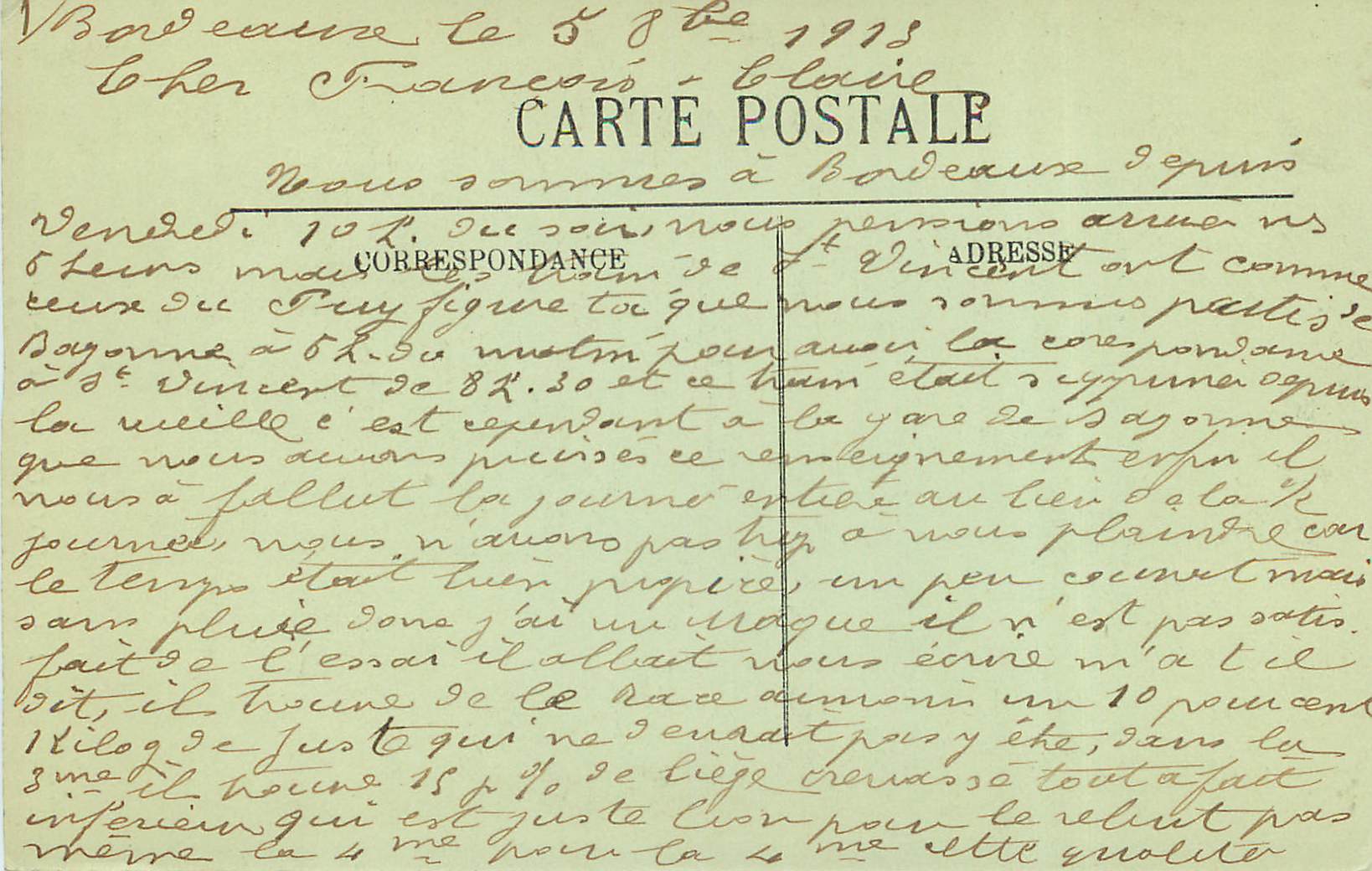 CPA Bordeaux La Porte du Palais  — Verso