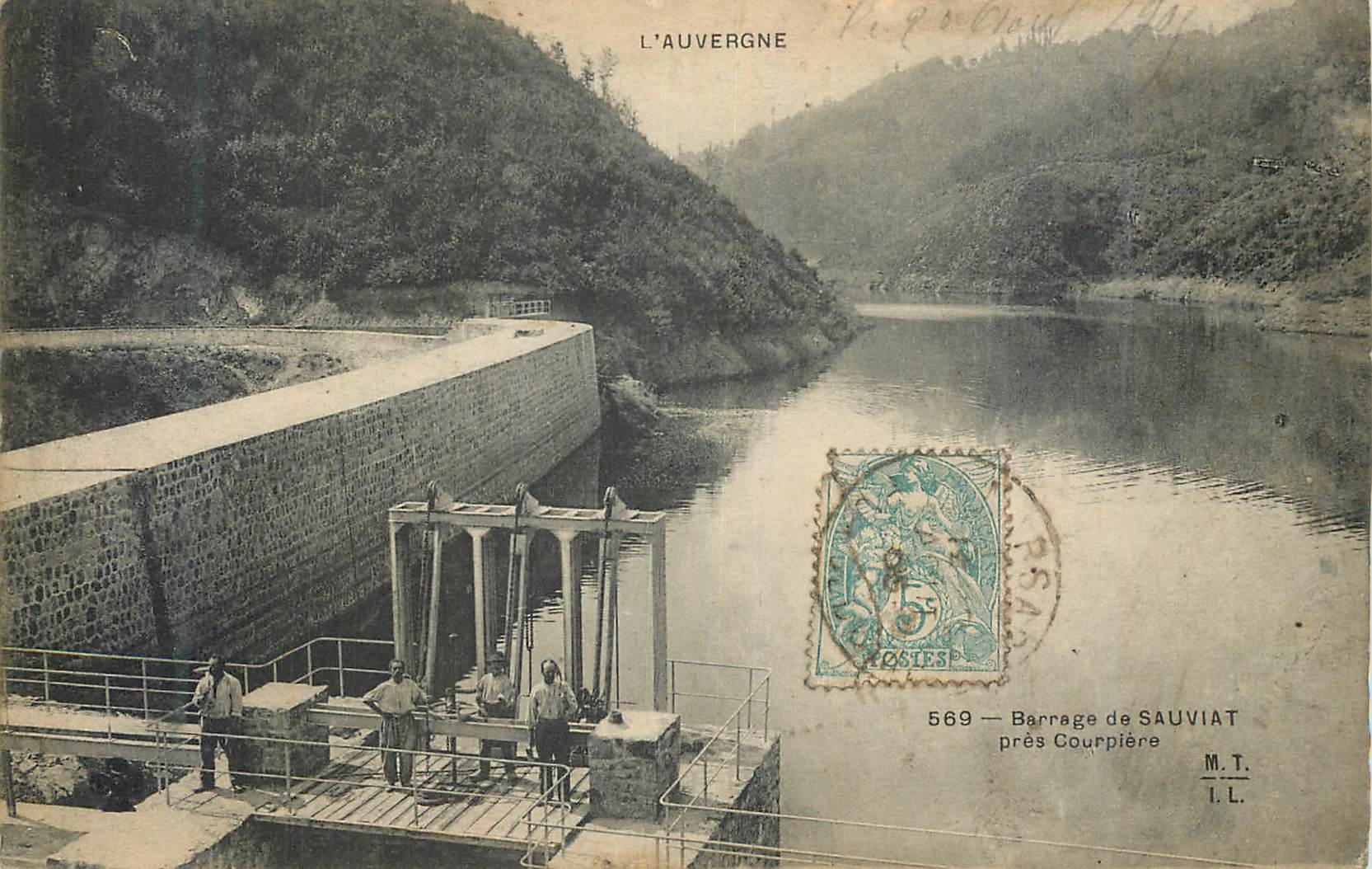 Vintage Postcard Auvergne Dam of Sauviat near Courpière