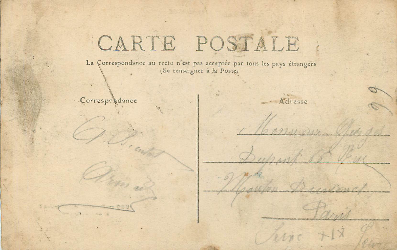 Vintage Postcard Auvergne Dam of Sauviat near Courpière — Back