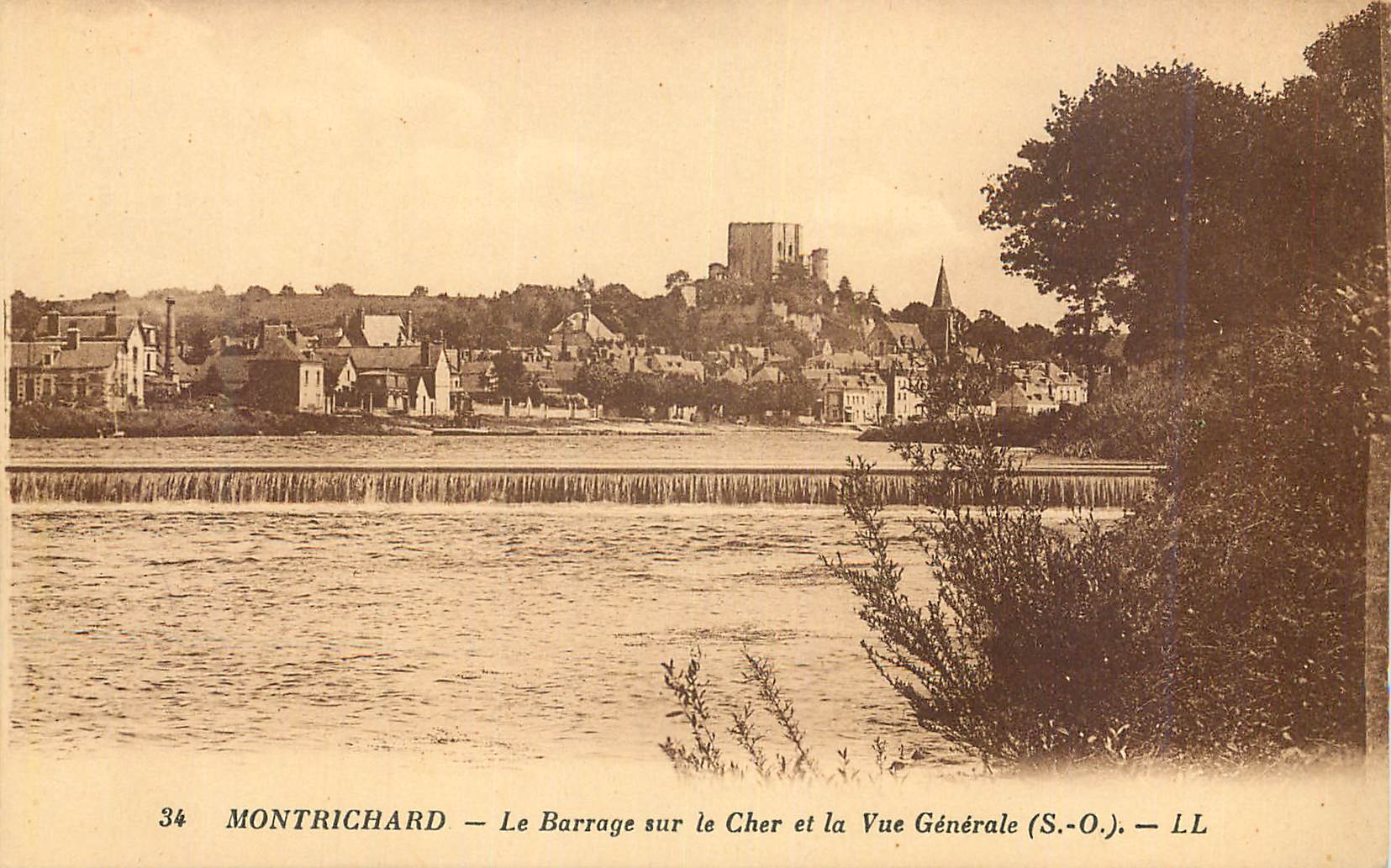 Montrichard — Der Staudamm auf dem Cher und allgemeine Ansicht (S.-O.) — LL
