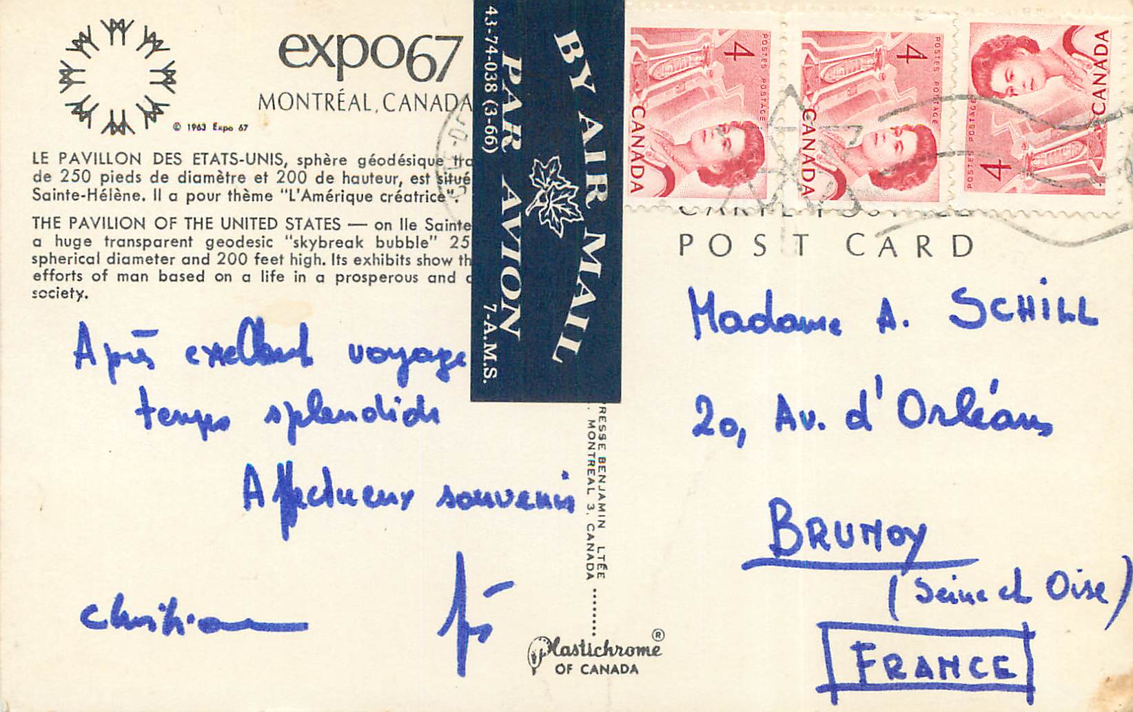CPM Expo Montreal Canada Le Pavillon des Etats Unis Expo 67 — Rückseite