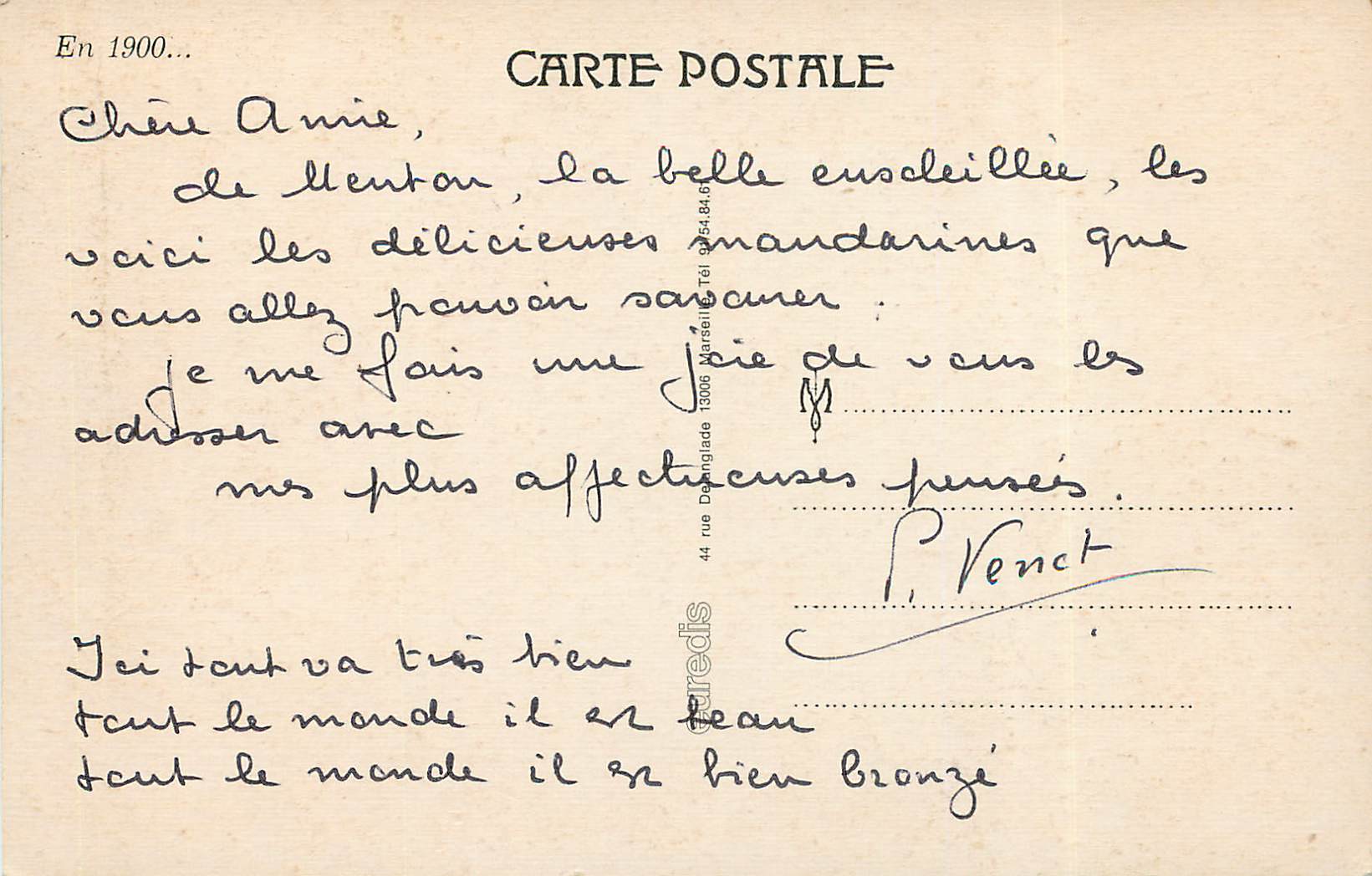 REPRO Vue de la Plage  — Verso