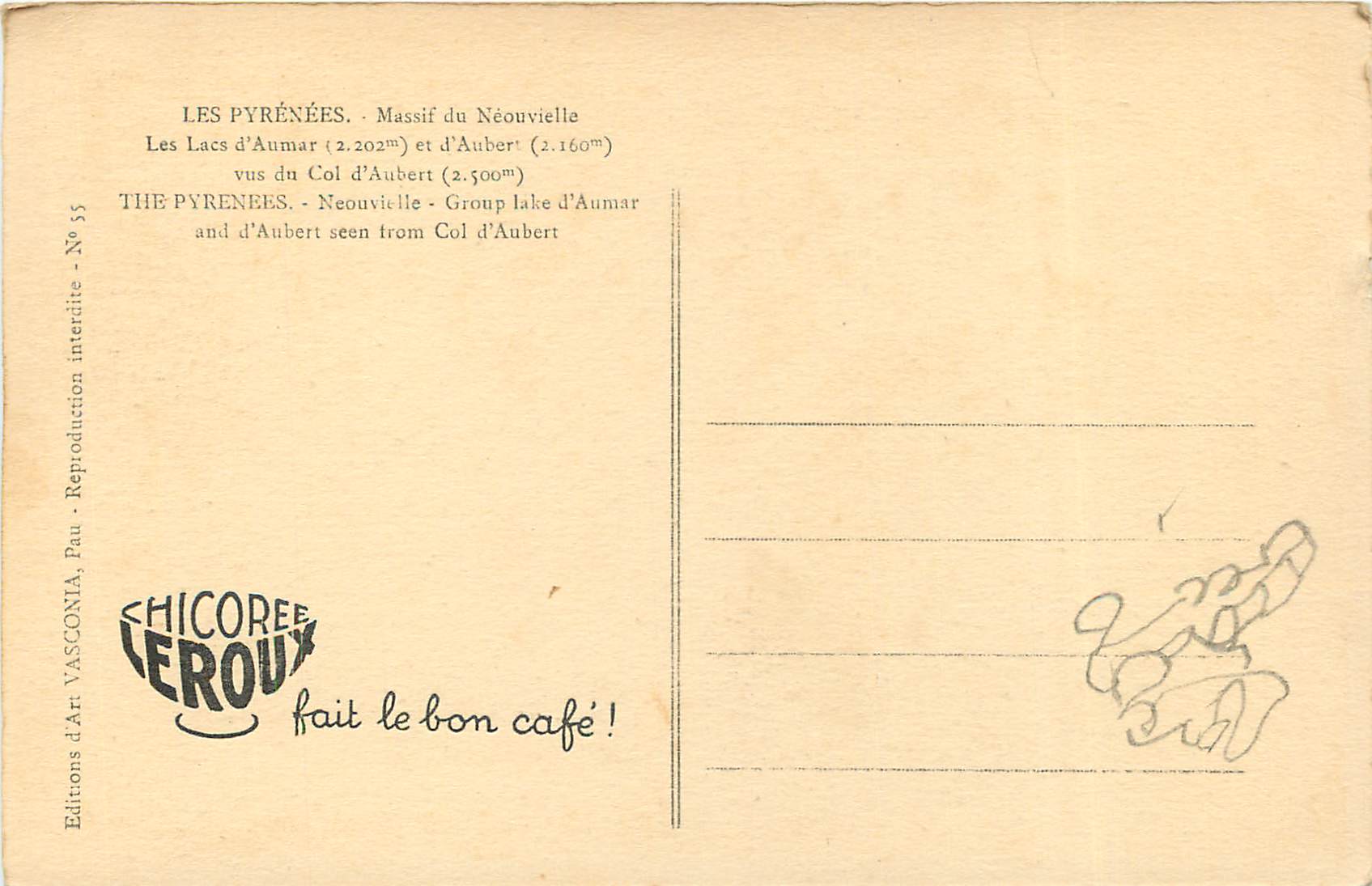 Les Lacs d'Aumar et d'Aubert — Massif du Néouvielle — éditeur Vasco, n°55 — Reverso