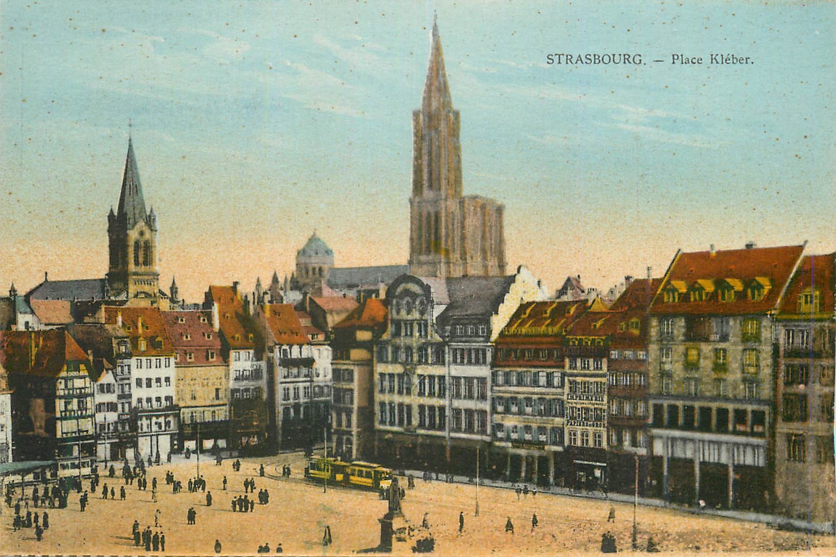 CPA Strasbourg Place Kleber Tramway