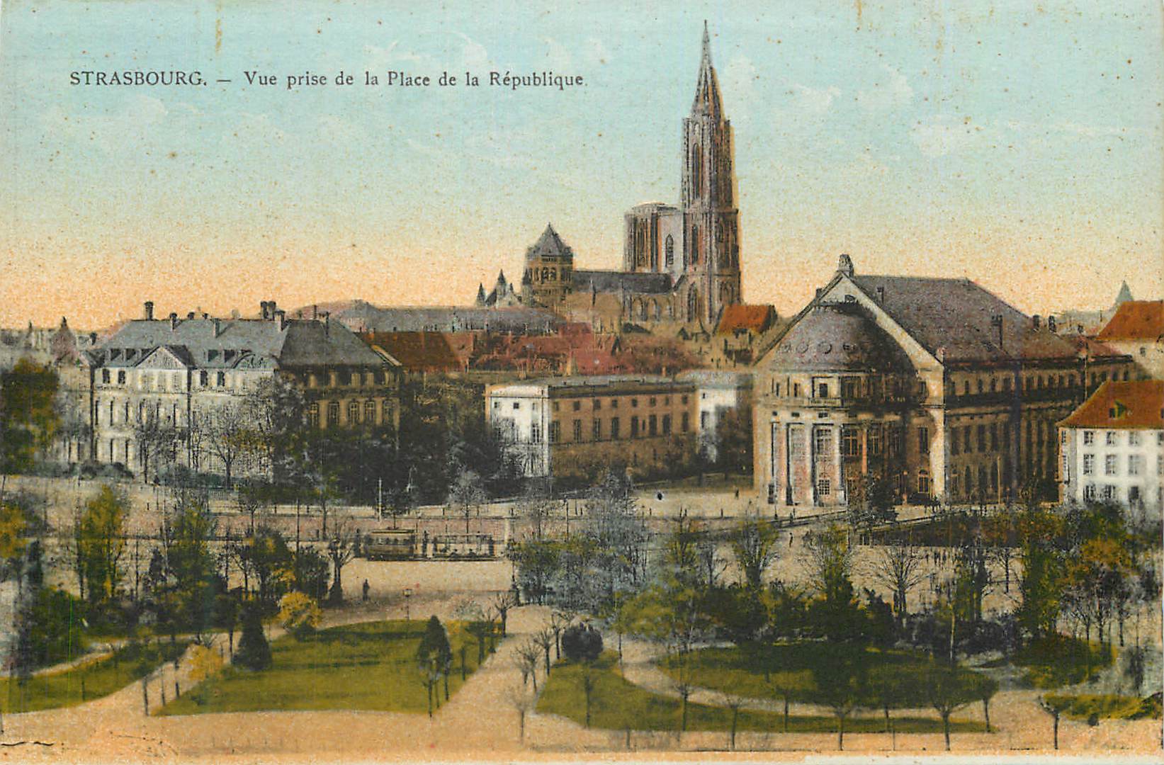 CPA Strasbourg Vue prise de la Place de la Republique 