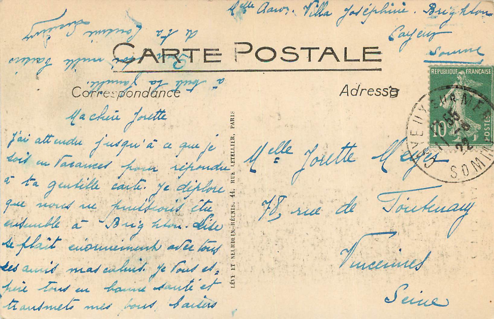 CPA Cayeux sur Mer Brighton Sortie du bois de sapins  — Back